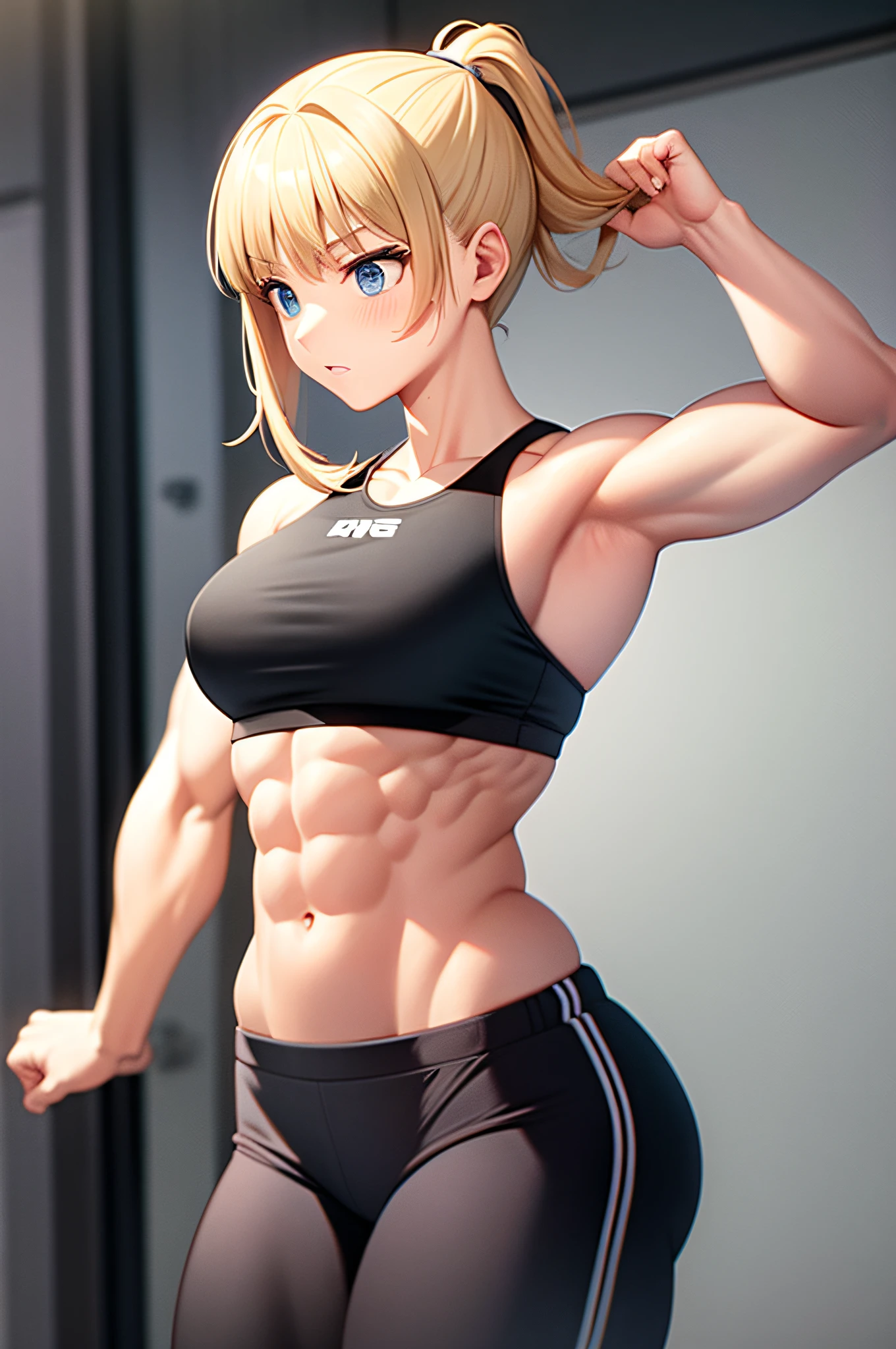 Girl's head, fitness muscle man's body