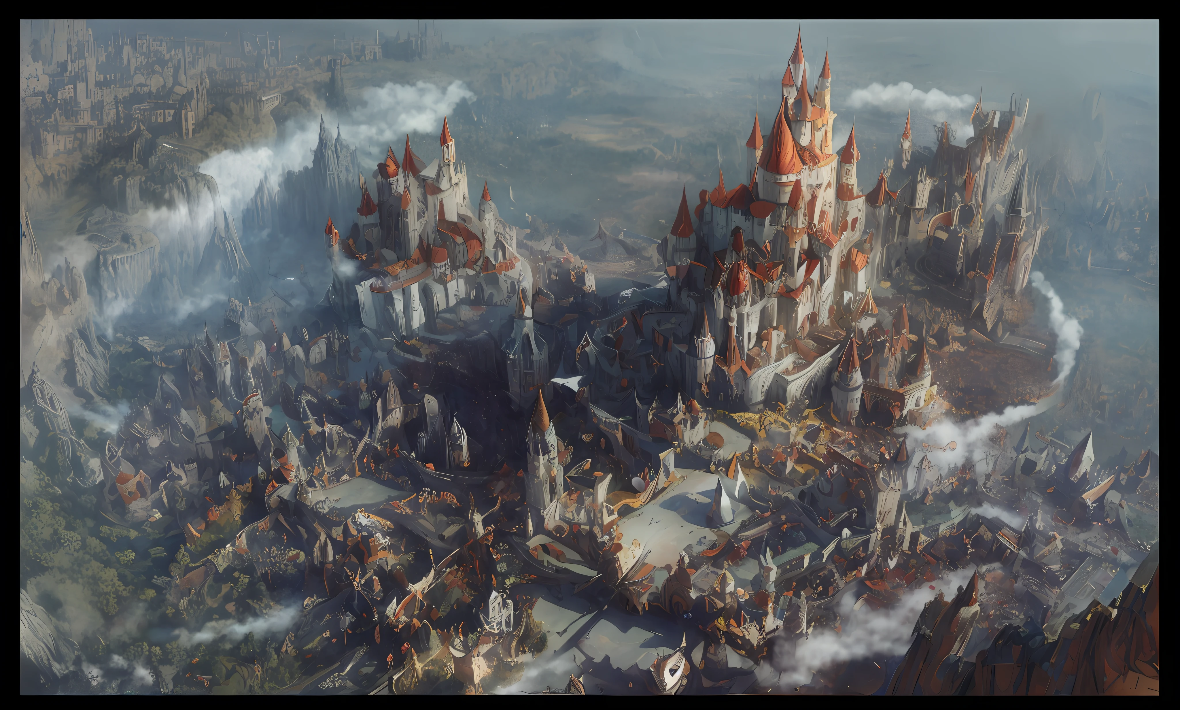 masterpiece, 8K Quality, there is a painting of a castle surrounded by people, stunning! concept art, stunning concept art, medieval concept art, beautiful concept art, medieval city, dota matte painting concept art, dota! matte painting concept art, fantasyconcept art, high quality digital concept art, beautiful detailed concept art, detailed 4k concept art, high quality concept art, highly realistic concept art