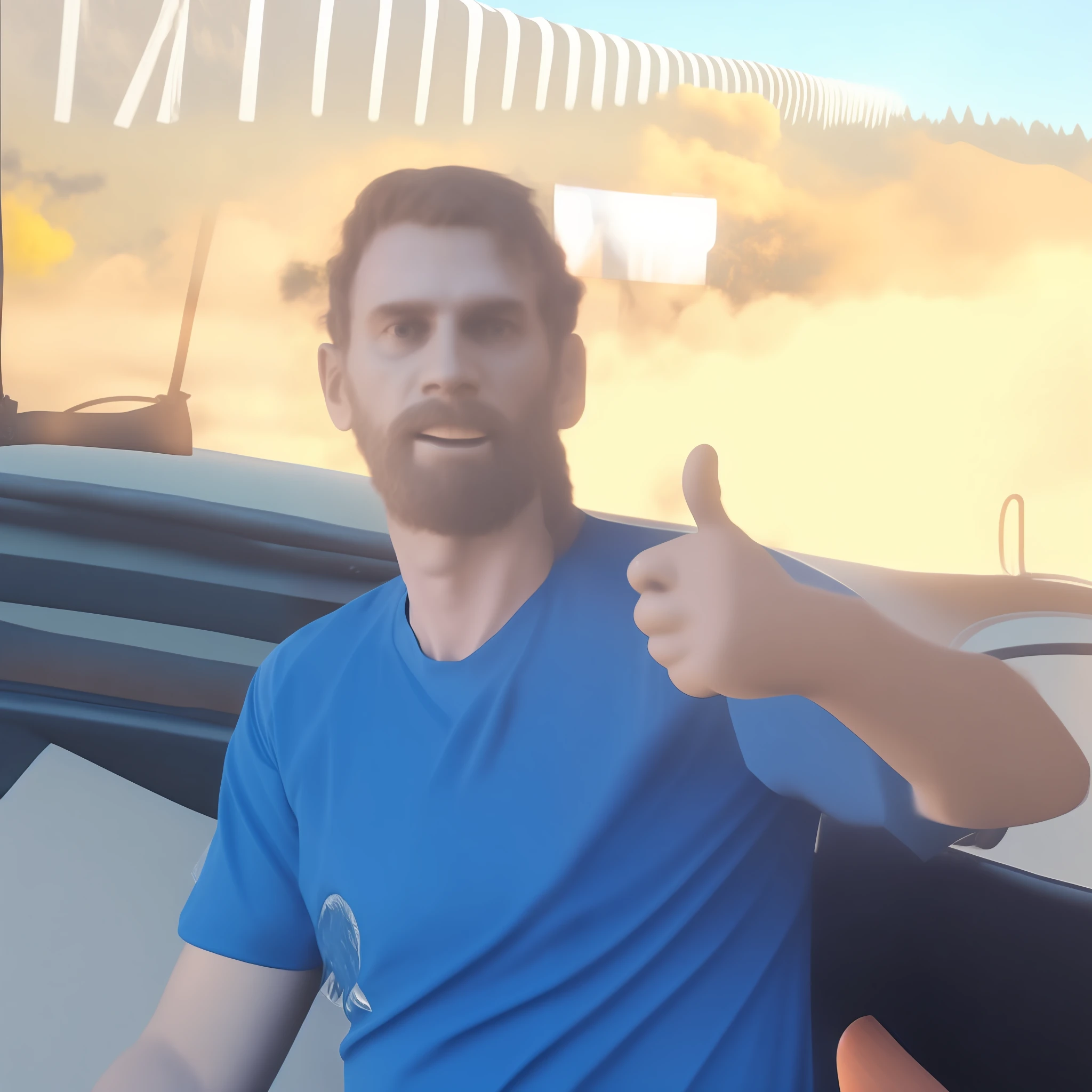 Bust shot of Satyr in Hot air balloon, photorealistic, cinematic lighting, volumetric lighting, dark atmosphere