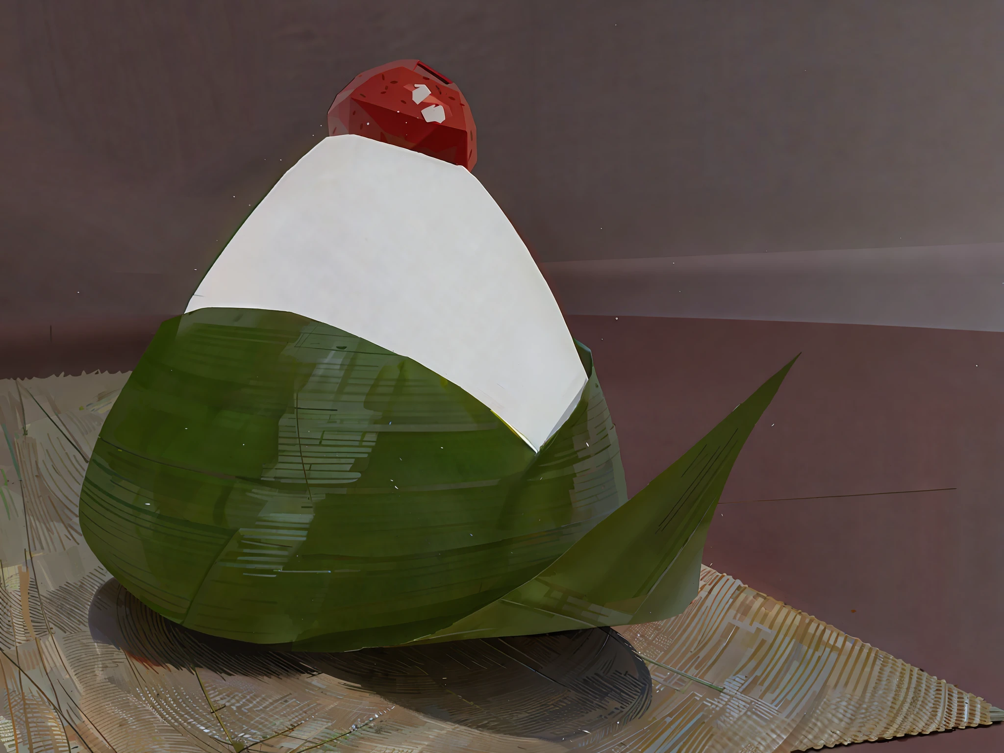 Ultra HD, more details, more real, bamboo leaf wrapping, white rice, red dates, real light and shadow, cartoon toy rendering style,