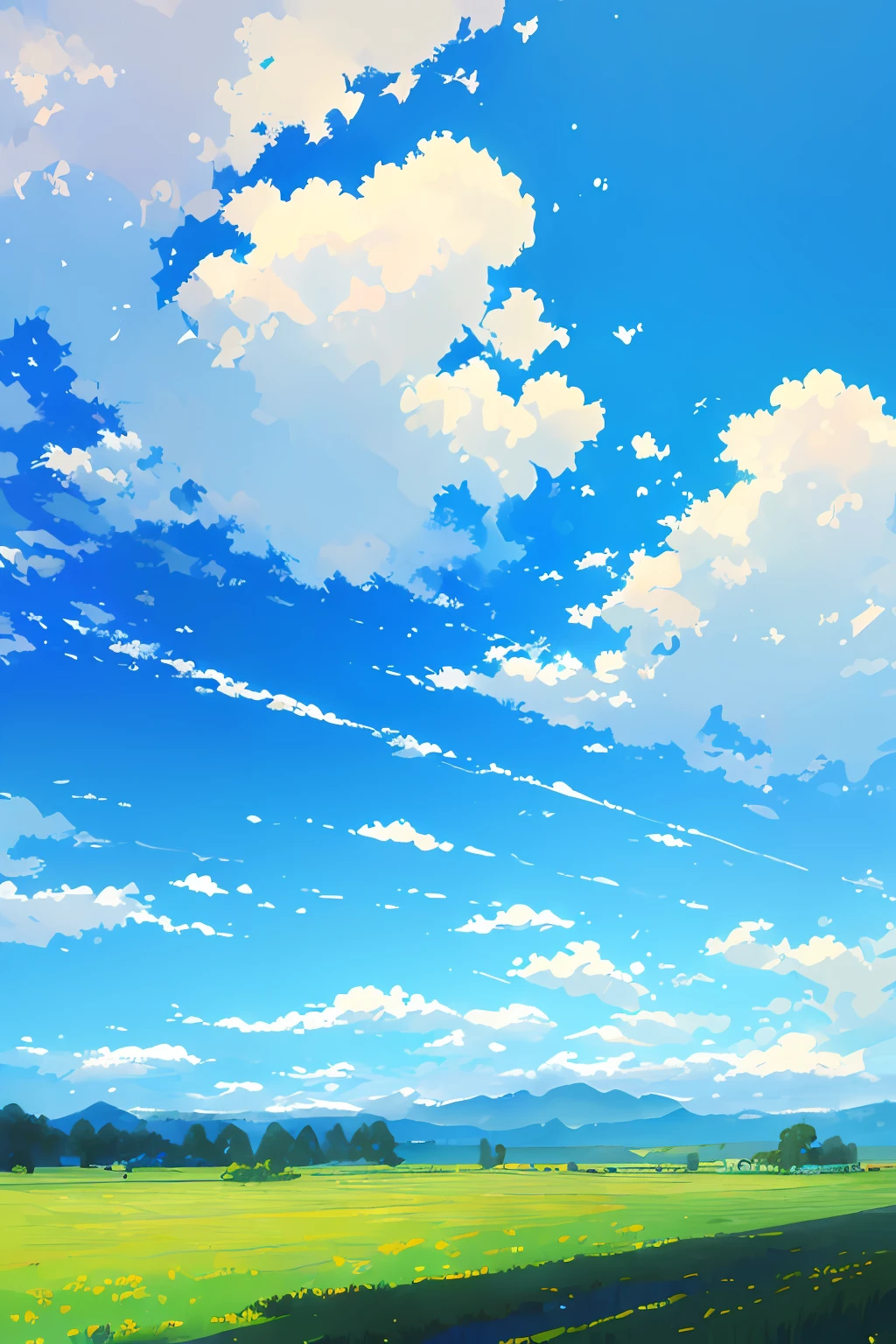 (masterpiece,best quality:1.6), scenery,blue_sky, cloud, cloudy_sky, wide_sky, huge sky, condensation_trail, day, field, grass, horizon, landscape, outdoors, path, road, scenery, sky, summer, open sky, ultra detailed, wide sky,