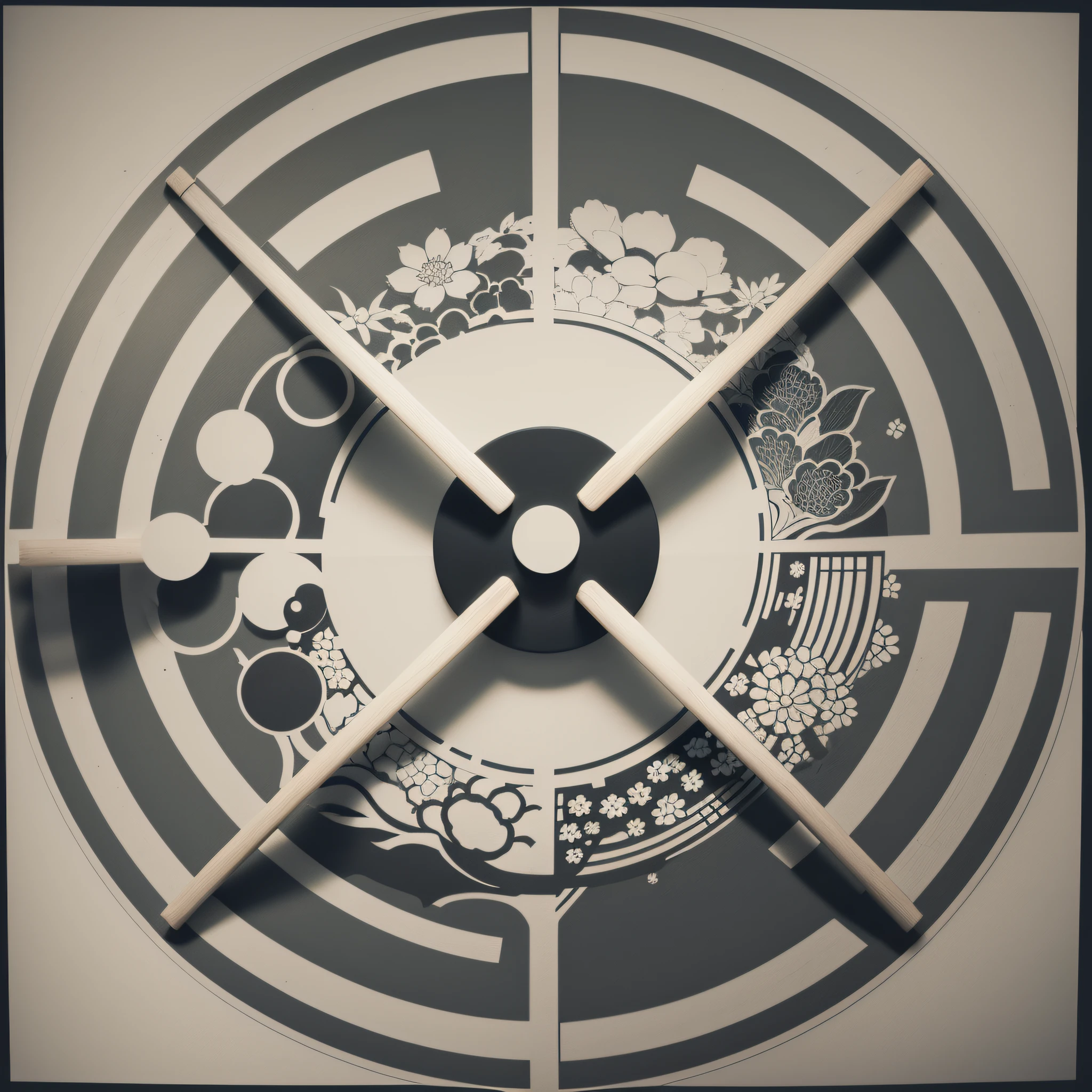 circle, simple, familiar, bright, flat, ink style, Japanese --auto --s2