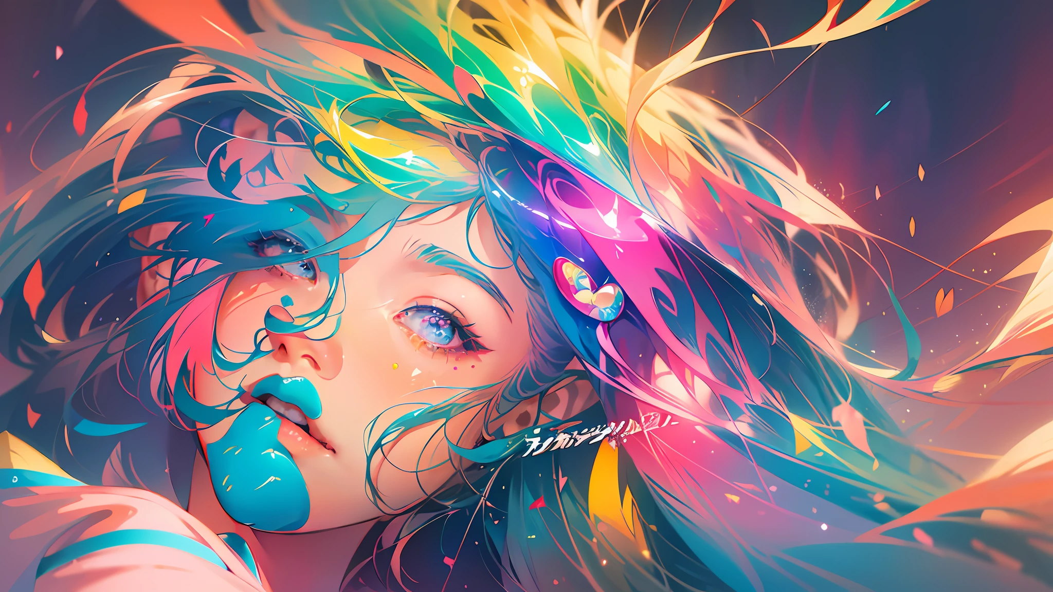 anime girl with colorful hair and a colorful dress, rossdraws pastel vibrant, rossdraws cartoon vibrant, anime style 4 k, beautiful anime portrait, artgerm colorful!!!, ! dream artgerm, beautiful anime girl, anime styled digital art, anime art wallpaper 4k, anime art wallpaper 4 k, digital anime art, extremely detailed artgerm --auto --s2