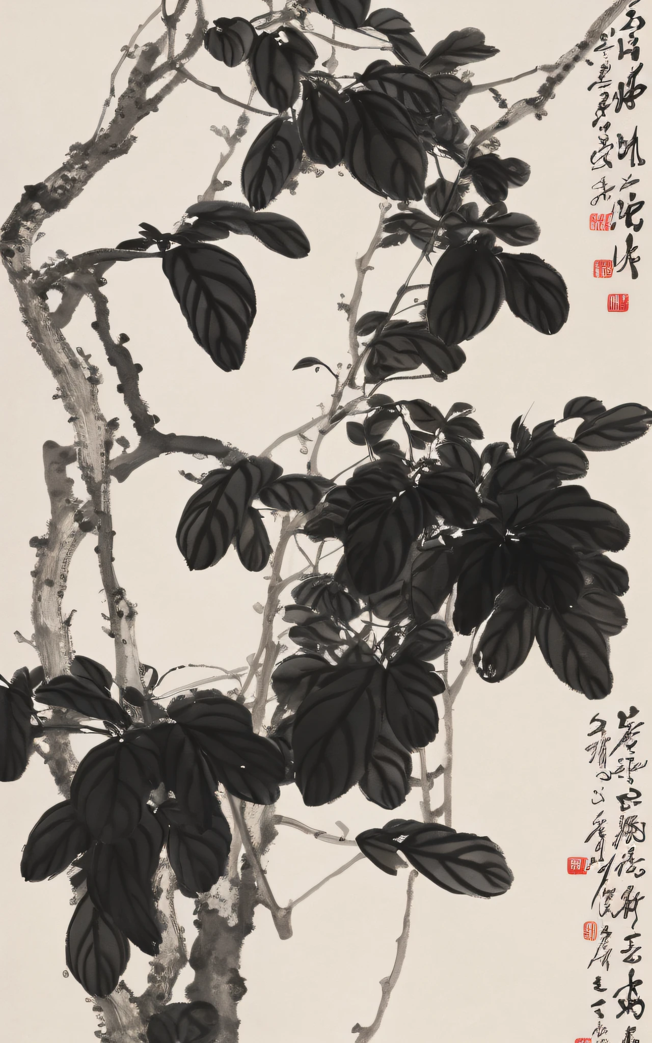 shukezouma, negative space, , shuimobysim ,a branch of flower, traditional chinese ink painting,
