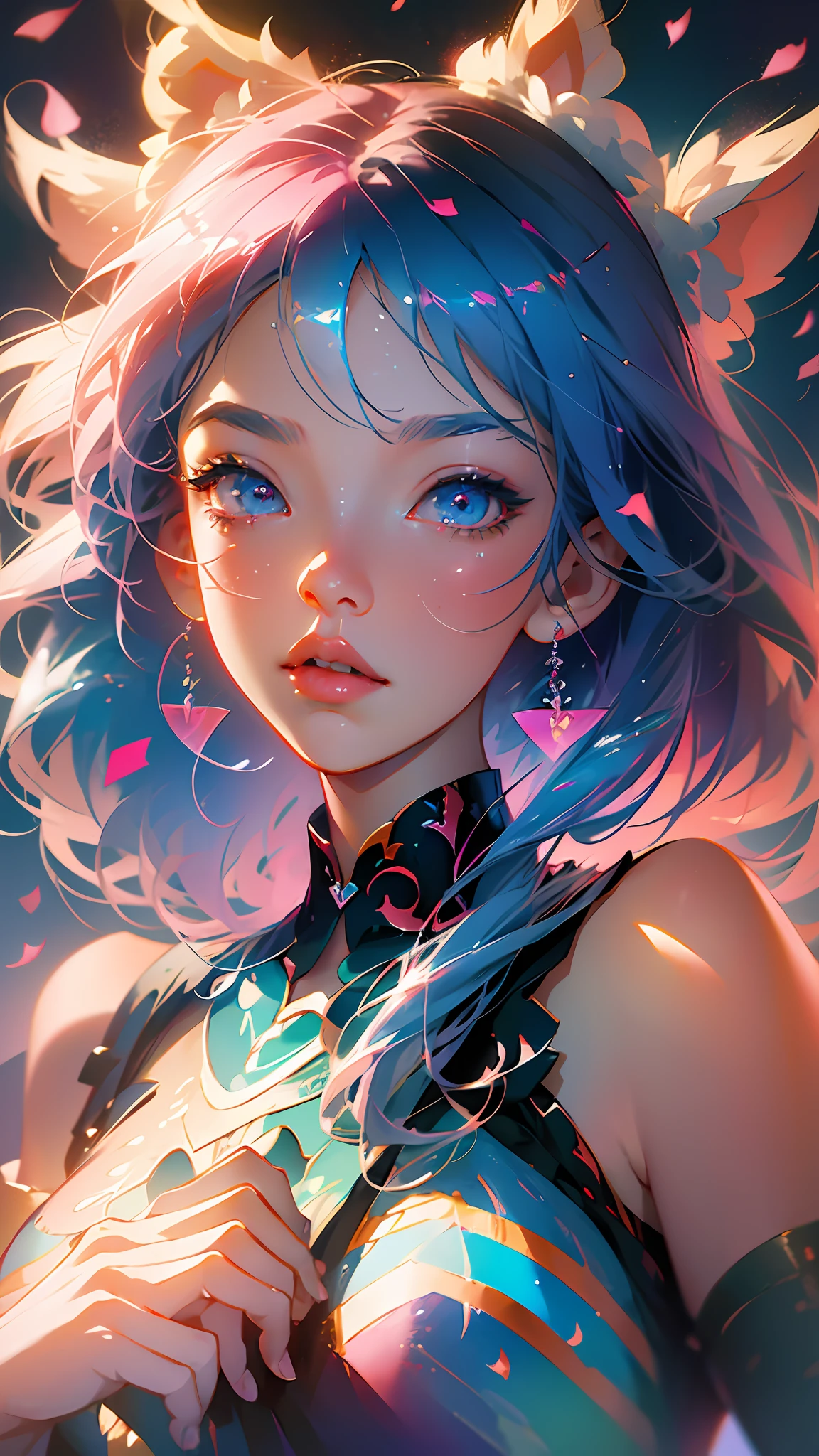 anime girl with colorful hair and a colorful dress, rossdraws pastel vibrant, rossdraws cartoon vibrant, anime style 4 k, beautiful anime portrait, artgerm colorful!!!, ! dream artgerm, beautiful anime girl, anime styled digital art, anime art wallpaper 4k, anime art wallpaper 4 k, digital anime art, extremely detailed artgerm --auto --s2