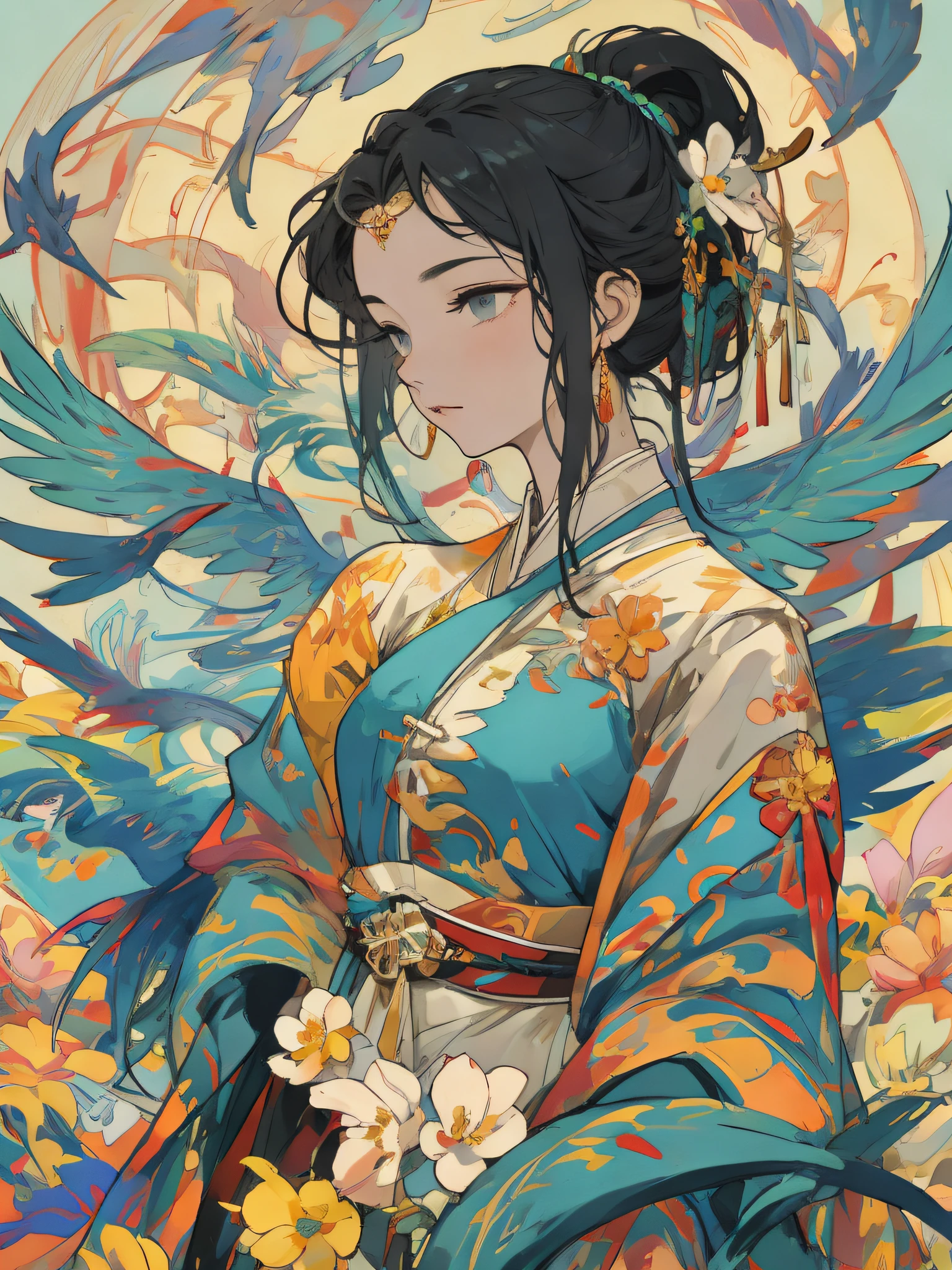 A girl, ancient Chinese costume, whole body, sunshine, clear face, clean white background, masterpiece, super detail, epic composition, ultra HD, high quality, extremely detailed, official art, uniform 8k wallpaper, super detail, 32k
