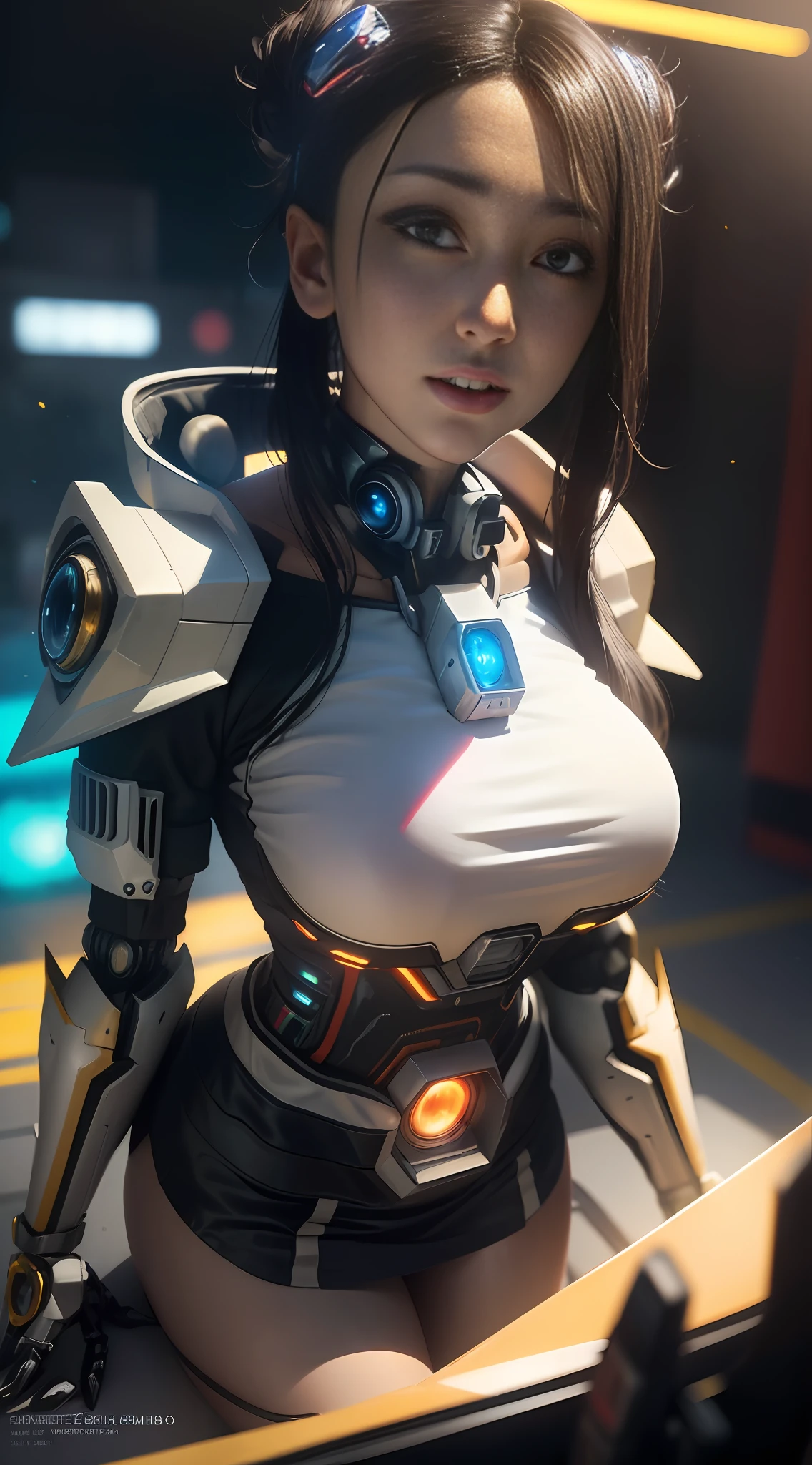 ((Best quality)), ((masterpiece)), (highly detailed:1.9), 3D, beautiful, (cyberpunk:1.4), in space, nebulous, (holding_crypto:1.3), laser, (1Female Mecha:1.7), naked sexy body, facing audience, bright eyes, sexy whole body, (pose, descending, dynamic, motion blur around: 1.0), (huge wings of wicks: 1.6), looking up, glowing_eyes, mecha, panorama, background is earth, nebula, space, particles, Reality, HDR (High Dynamic Range), Ray Tracing, NVIDIA RTX, Super Resolution, Unreal 5, Subsurface Scattering, PBR Textures, Post-Processing, Anisotropic Filtering, Depth of Field, Maximum Clarity and Clarity, Multilayer Textures, Albedo and Specular Maps, Surface Shading, Accurate Simulation of Light-Material Interaction, Perfect Proportions, Octane Render, Two-Seven Lighting, Large Aperture, Low ISO, white balance, rule of thirds, 8K RAW, efficient sub-pixel, sub-pixel volume product, (best quality), (Japanese: 0.5), (Korean: 0.8), (Liu Yi Fei: 1.5) long hair, (big chest: 1.2), (underboob: 1.5), (rainbow transparent lace mini skirt: 1.9)