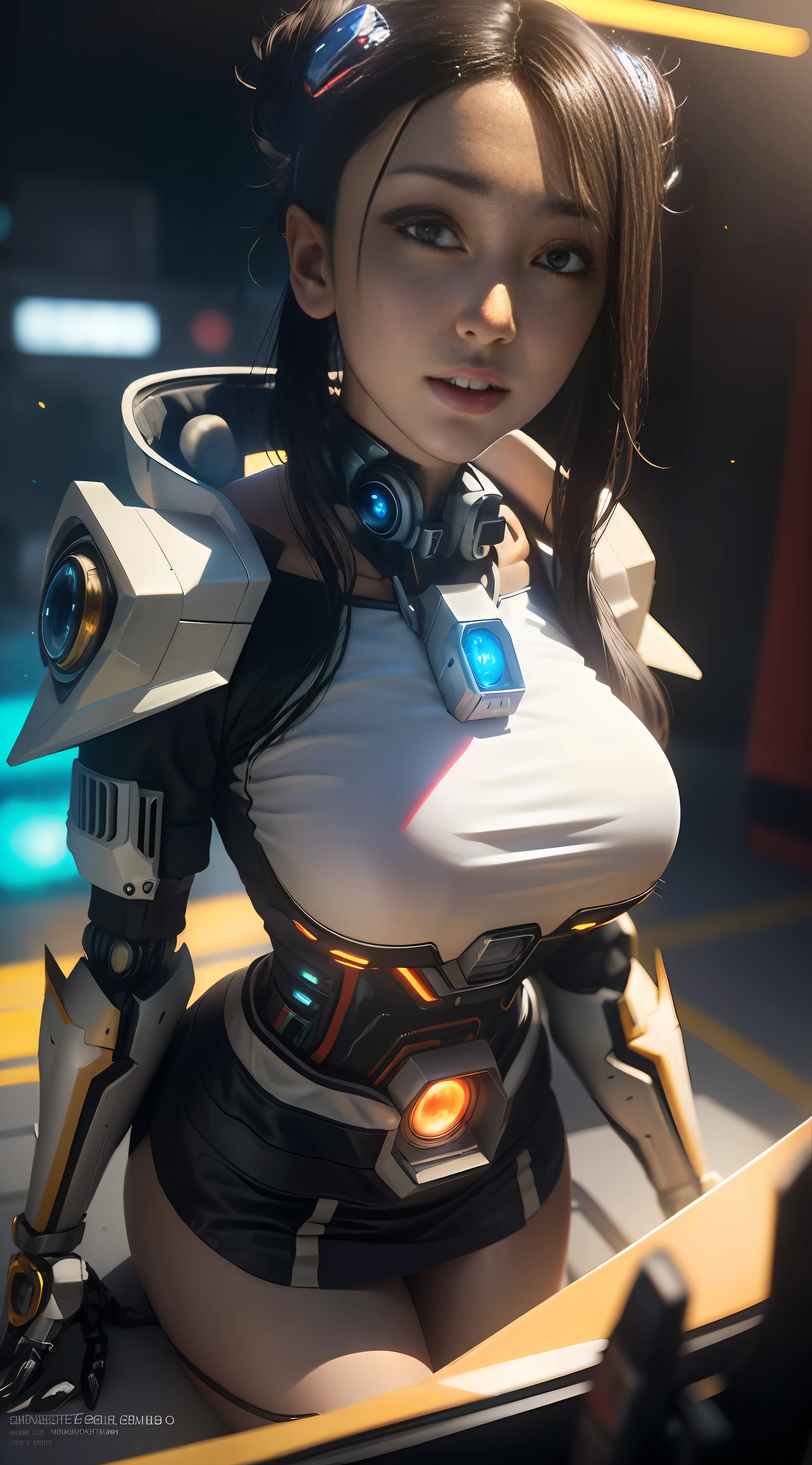 ((Best quality)), ((masterpiece)), (highly detailed:1.9), 3D, beautiful, (cyberpunk:1.4), in space, nebulous, (holding_crypto:1.3), laser, (1Female Mecha:1.7), naked sexy body, facing audience, bright eyes, sexy whole body, (pose, descending, dynamic, motion blur around: 1.0), (huge wings of wicks: 1.6), looking up, glowing_eyes, mecha, panorama, background is earth,  nebula, space, particles, Reality, HDR (High Dynamic Range), Ray Tracing, NVIDIA RTX, Super Resolution, Unreal 5, Subsurface Scattering, PBR Textures, Post-Processing, Anisotropic Filtering, Depth of Field, Maximum Clarity and Clarity, Multilayer Textures, Albedo and Specular Maps, Surface Shading, Accurate Simulation of Light-Material Interaction, Perfect Proportions, Octane Render, Two-Seven Lighting, Large Aperture, Low ISO,  white balance, rule of thirds, 8K RAW, efficient sub-pixel, sub-pixel volume product, (best quality), (Japanese: 0.5), (Korean: 0.8), (Liu Yi Fei: 1.5) long hair, (big chest: 1.2), (underboob: 1.5), (rainbow transparent lace mini skirt: 1.9)
