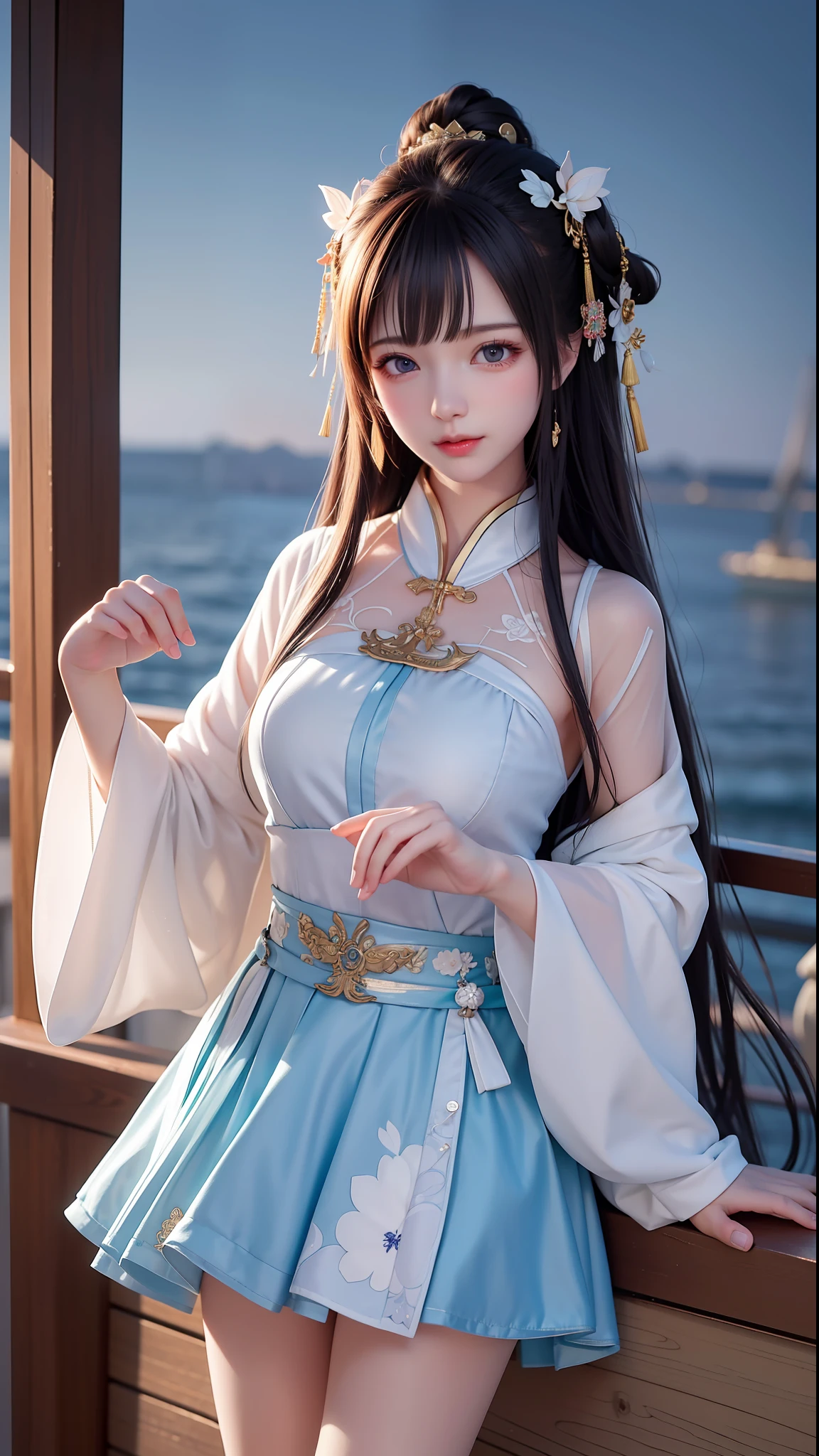 (8k, RAW photo:1.2), best quality, ultra high res,dramatic angle,(fluttered detailed color splashs), (illustration),(((1 girl))),(long hair),(rain:0.9), (头饰:1.4),少女身边有一座古宫,汉服,(重点),彩色水墨画,(泼彩),泼彩,(((colorful))),(素描:0.8) , Masterpiece, best quality, beautiful painted, highly detailed,(denoising:0.6),[splash ink],((ink refraction)), (beautiful detailed sky),moon,highly,detaild,(masterpiece, best quality, extremely detailed） CG unity 8k壁纸，杰作，最好的质量，超详细），（石蒜），护士