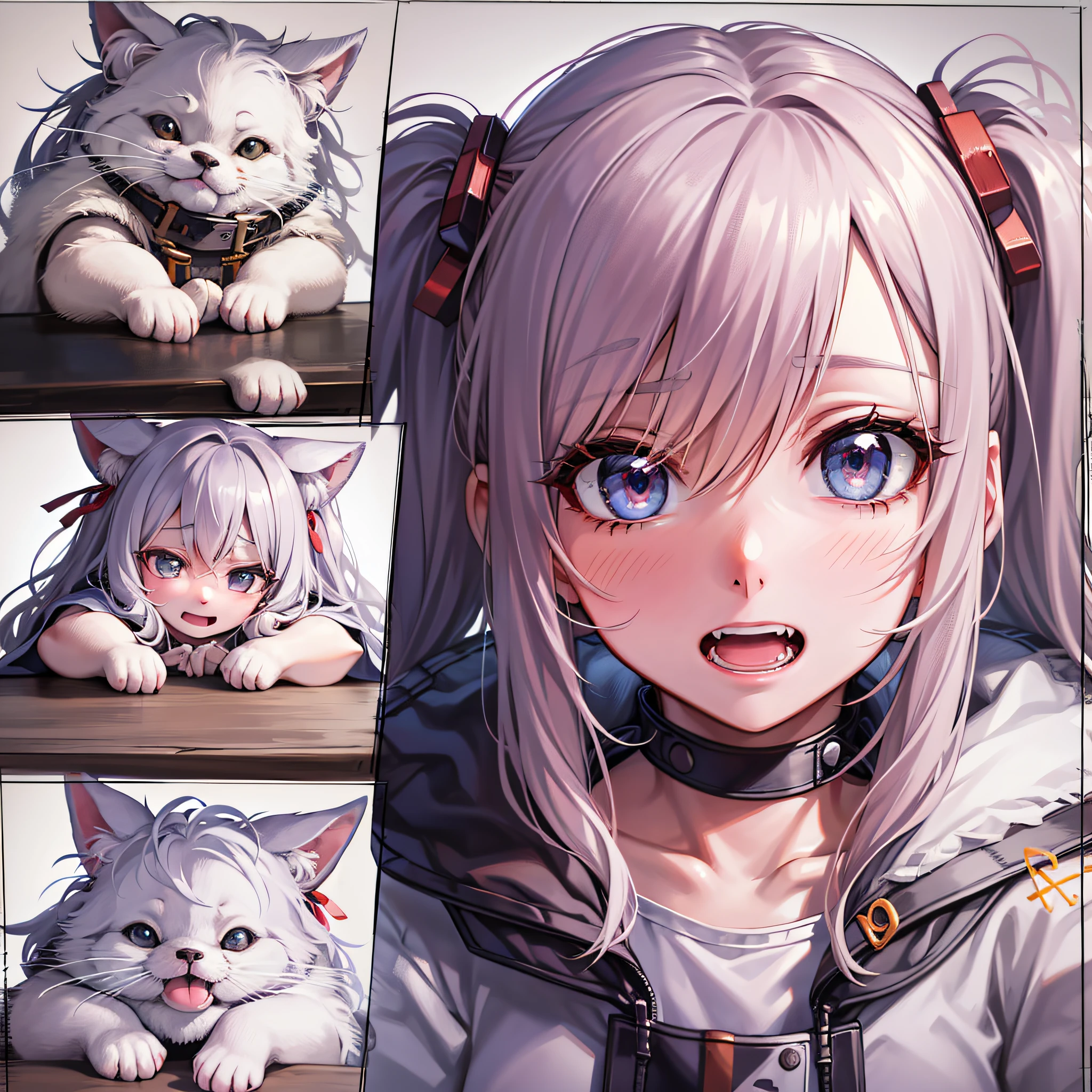 cute puppy, all kinds of expressions: happy, sad, angry, expectant laughter, frustration1, cute eyes, white background, illustration-nii 5-style cute, emoji as a set of illustrations, with Boold manga line style, Dynamic pose dark white, f/64 group, related characters, Old meme core