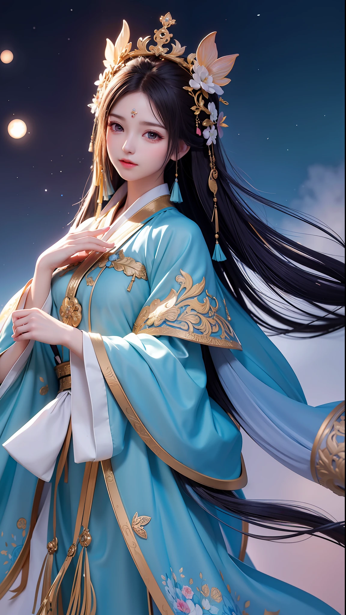 (8k, RAW photo:1.2), best quality, ultra high res, dramatic angle, (fluttered detailed color splashs), (illustration), (((1 girl))), (long hair), (rain:0.9), (headdress: 1.4), there is an ancient palace next to the girl, Hanfu, (emphasis), Color ink painting, (splash color), splash color, (((colorful))), (sketch: 0.8), Masterpiece, best quality, beautiful painted, highly detailed, (denoising:0.6), [splash ink], ((ink refraction)), (beautiful detailed sky), moon, highly, detailed, (masterpiece, best quality, extremely detailed) CG unity 8k wallpaper, masterpiece, best quality, super detailed), (garlic), medium, tall figure