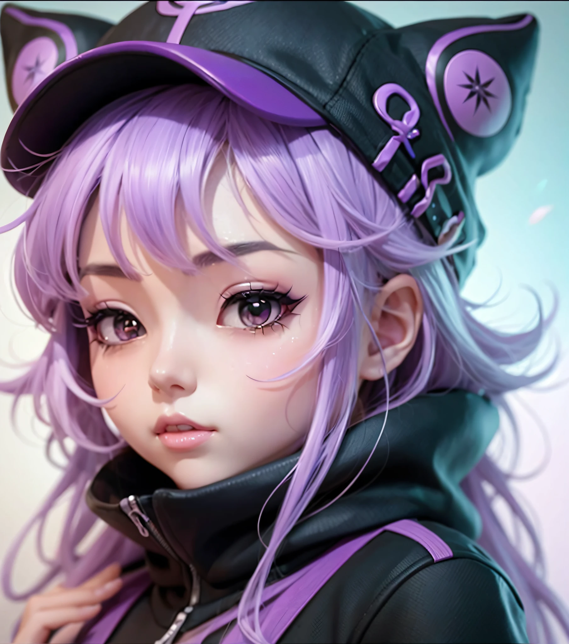 anime girl with purple hair wearing a black cat hat, anime style. 8k, artwork in the style of guweiz, ig model | artgerm, anime style 4 k, detailed digital anime art, stylized anime, style artgerm, anime styled 3d, :: rossdraws, digital anime illustration, anime styled digital art