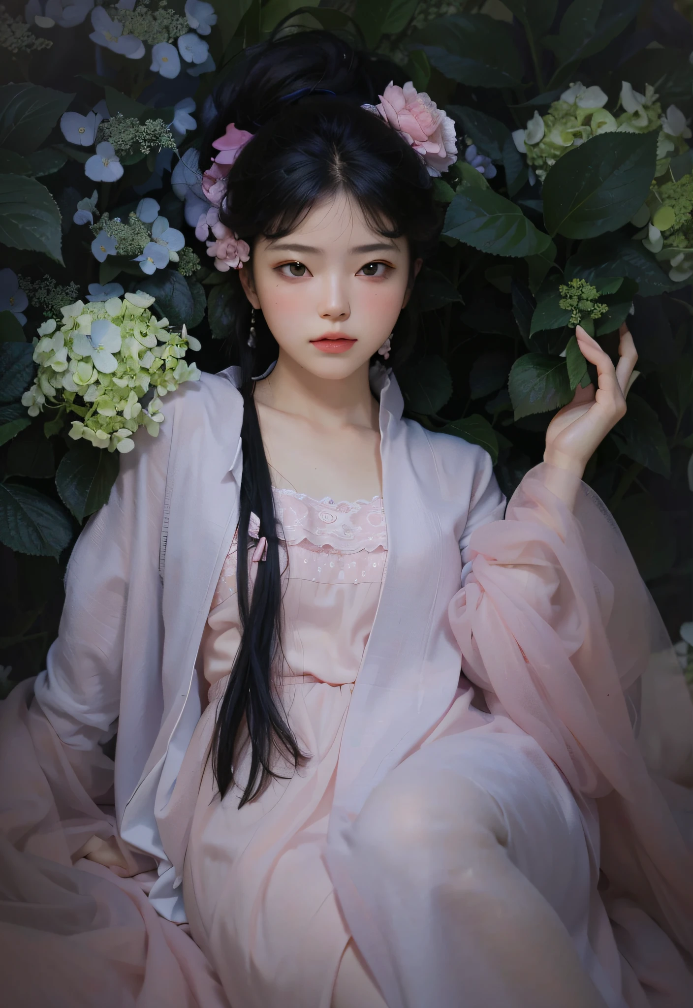 Best quality, masterpiece, super high resolution, (fidelity: 1.4), original photo, 1girl, mature, pink top, cinematic lighting