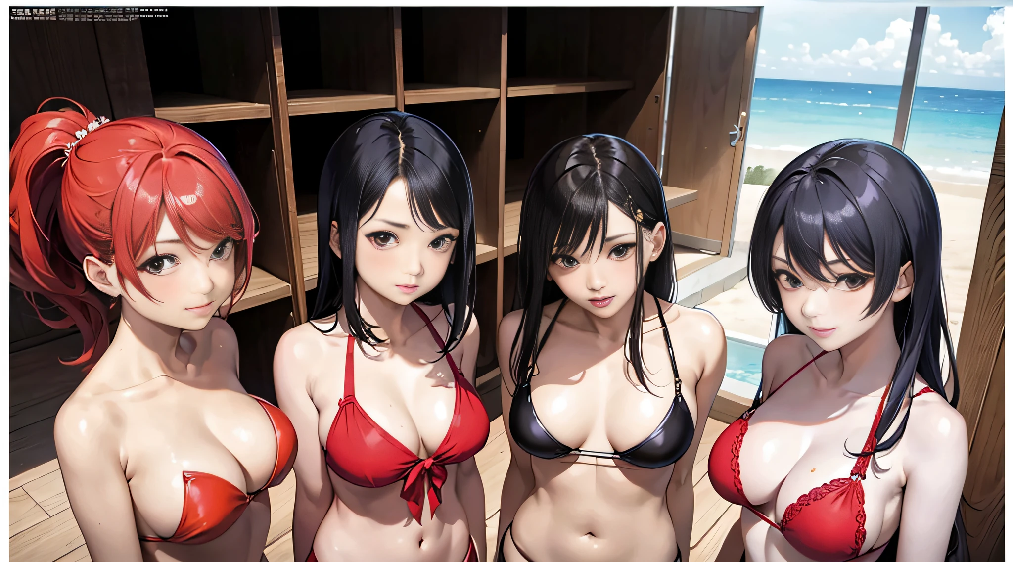 there is a woman in a red bikini posing for a picture, yasumoto oka, ayaka, chiho ashima, yuuka kazami, aoshima chiho, 奈良美智, akiko takase, young sensual gravure idol, young pretty gravure idol, deayami kojima