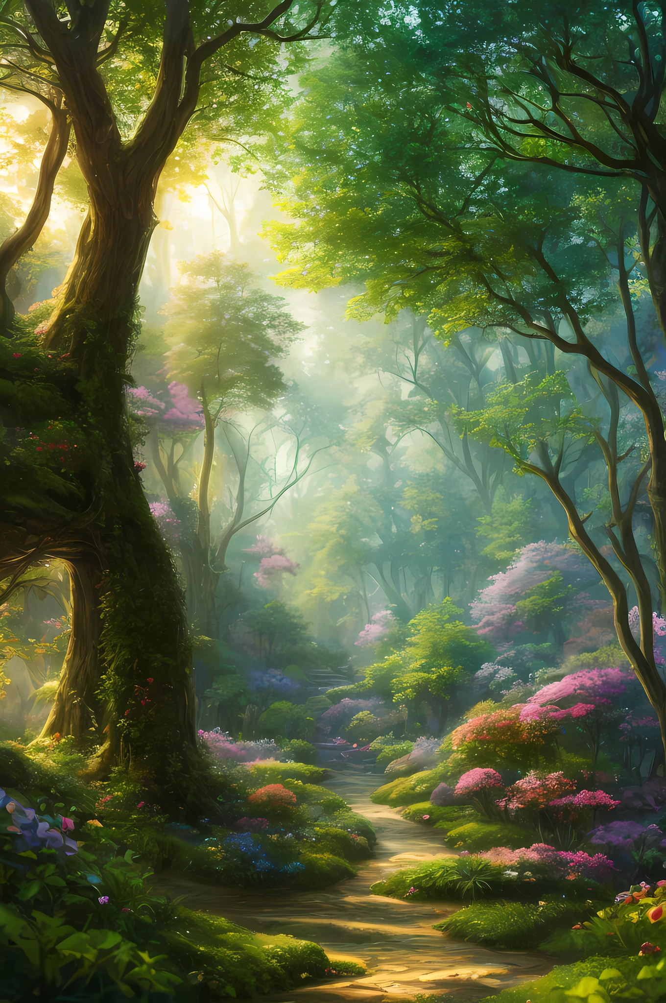 masterpiece, best quality, high quality,extremely detailed CG unity 8k wallpaper, An enchanting and dreamy scene of a fantasy forest, with towering trees, glowing mushrooms, and hidden fairy glens, creating a sense of mystique and enchantment, artstation, digital illustration, intricate, trending, pastel colors, oil paiting, award winning photography, Bokeh, Depth of Field, HDR, bloom, Chromatic Aberration ,Photorealistic,extremely detailed, trending on artstation, trending on CGsociety, Intricate, High Detail, dramatic, art by midjourney
