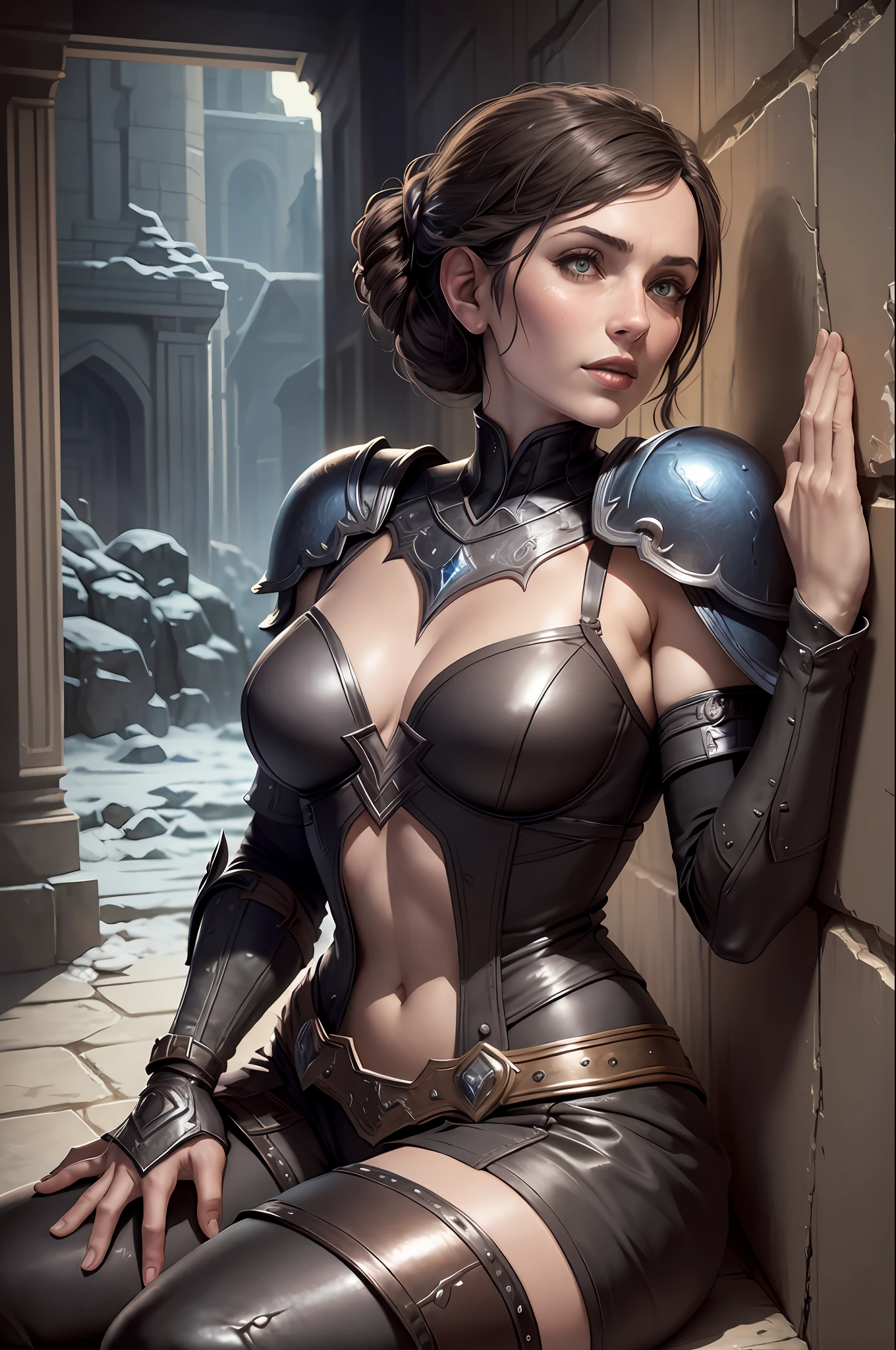 Delpjine from TheElder Scrolls V Skyrim, 1woman, best quality, outdoor, high definition, beautiful,, ???????????, stuck in the wall, no extra limbs, no extra legs, no extra arms and hands