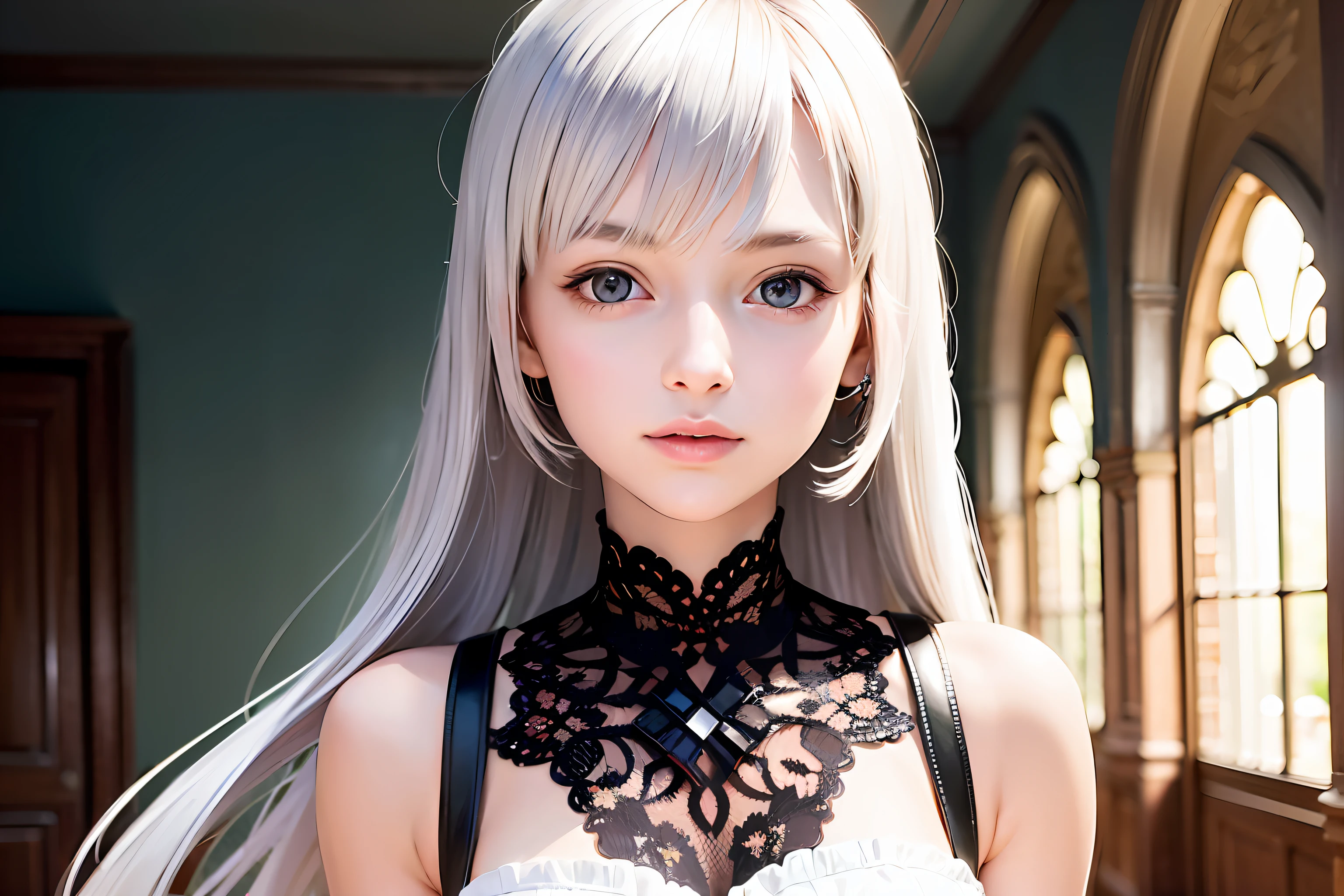 ((masterpiece, top quality, super definition, high definition)), solo, beautiful girl, shining eyes, perfect eyes, , silver theme,