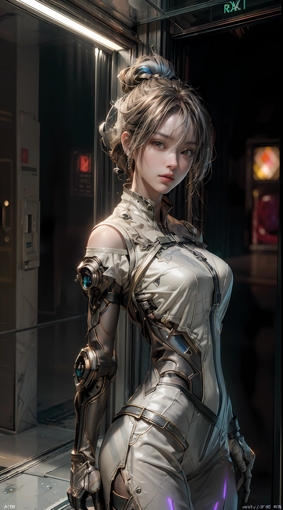 ((Best quality)), ((masterpiece)), (detailed:1.4), 3D, an image of a beautiful cyberpunk female,HDR (High Dynamic Range),Ray Tracing,NVIDIA RTX,Super-Resolution,Unreal 5,Subsurface scattering,PBR Texturing,Post-processing,Anisotropic Filtering,Depth-of-field,Maximum clarity and sharpness,Multi-layered textures,Albedo and Specular maps,Surface shading,Accurate simulation of light-material interaction,Perfect proportions,Octane Render,Two-tone lighting,Wide aperture,Low ISO,White balance,Rule of thirds,8K RAW,