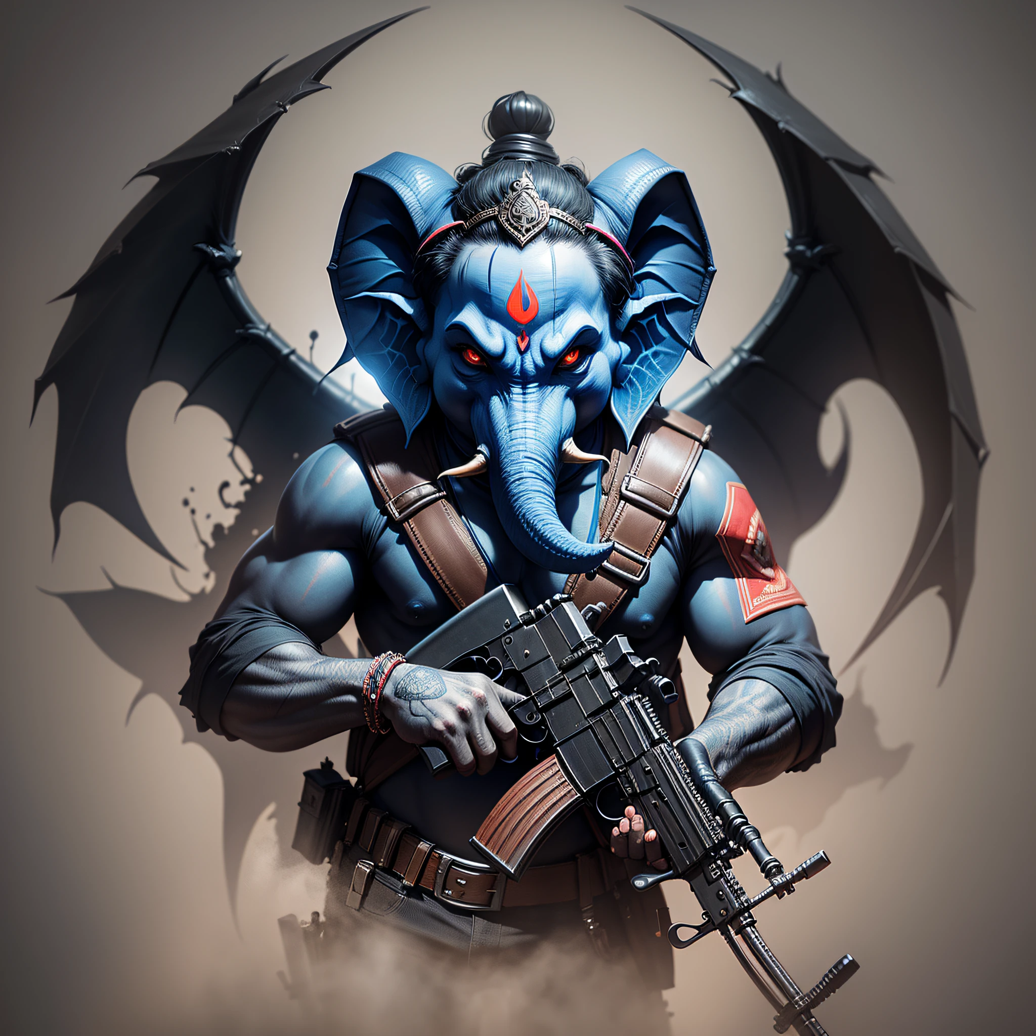 evil ganesha,using ak47,dark art,darkweb,darkness,obscure,4k --auto --s2