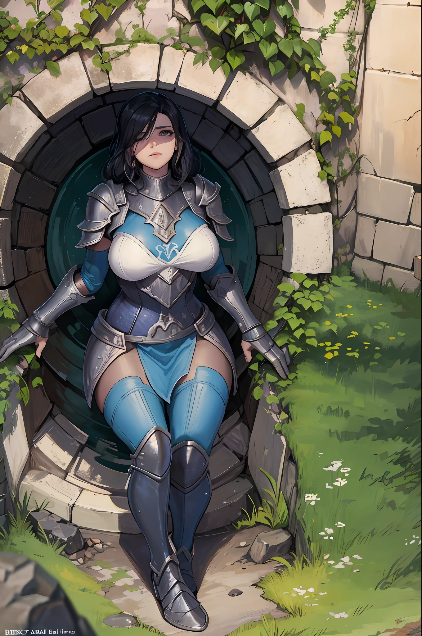Delpjine from TheElder Scrolls V Skyrim, 1woman, best quality, outdoor, high definition, beautiful,, deep throat, stuck in the wall, no extra limbs, no extra legs, no extra arms and hands