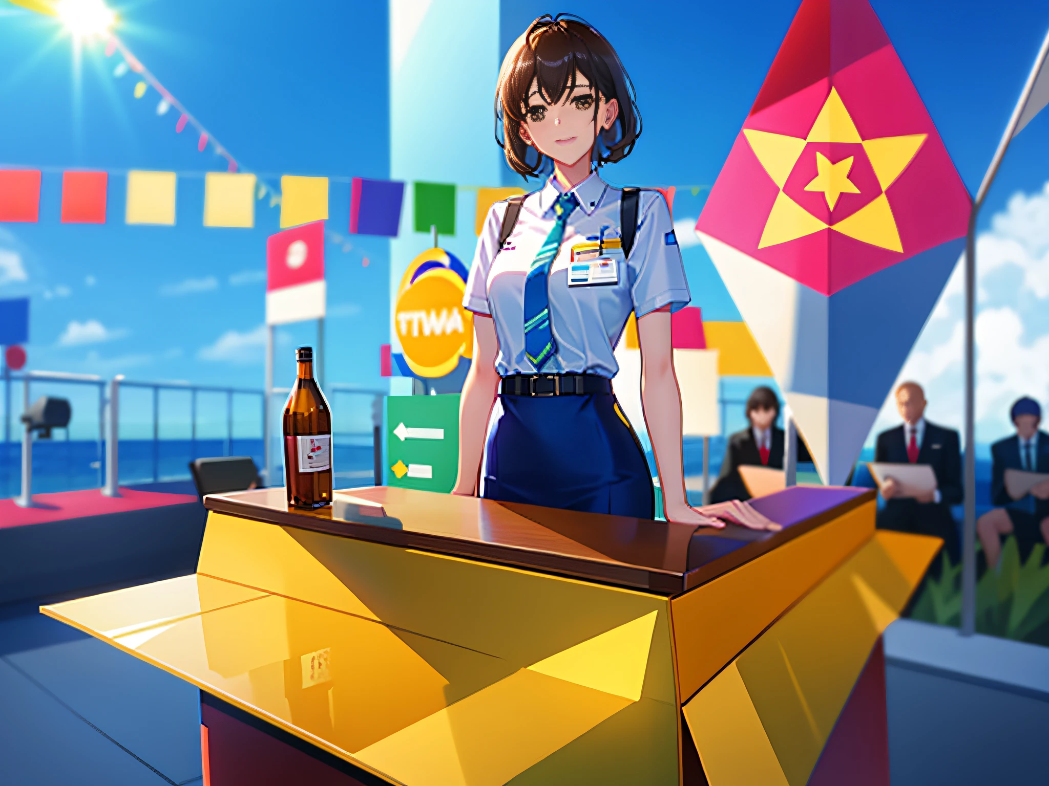 A podium site to present awards to employees