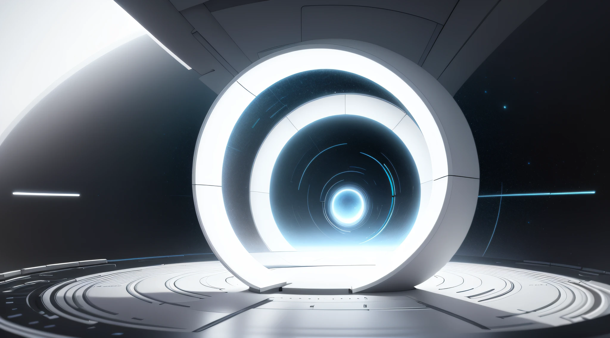 Wide and grand white futuristic AI square, white, glowing circular space-time tunnel, vista, empty, light signal, circuit, transparent glass texture, 3D, bright white background, overlook, dot perspective, light technology, masterpiece, high detail, best quality, high quality, very detailed CG unity 8k wallpaper,