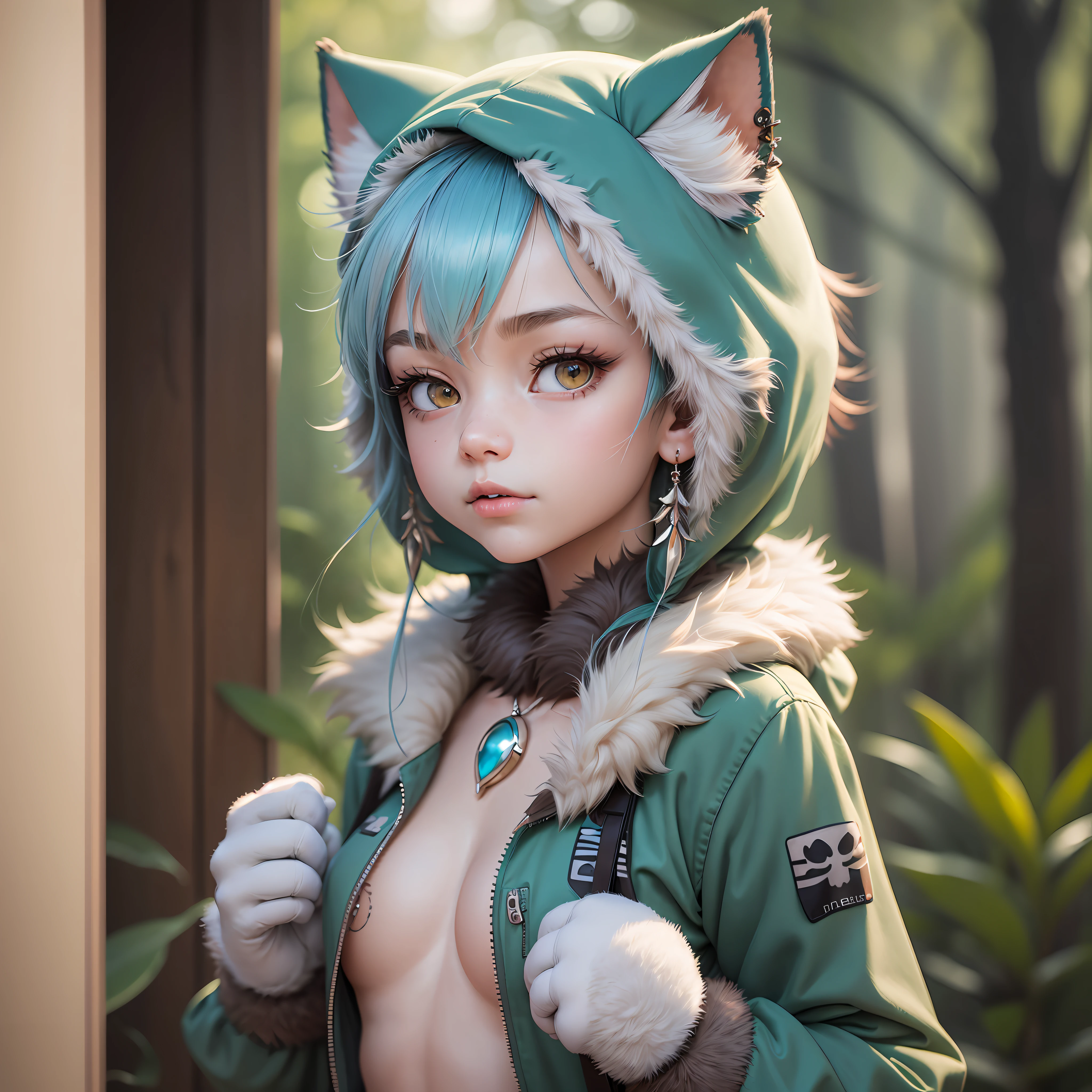 Neomorphic,squint,,solo, earrings, jewelry, realistic, furry, animal,miku,(50mm Sigma f/1.4 ZEISS lens, F1.4, 1/800s, ISO 100, photograpy:1.1), (large breast:1.0), (photorealistic:0.8), light through hair,(light eye:1.2),(eyelashes:1.2),
photo,small mouth, :3,naked shirt, kigurumi,nudefursuit,wherecreature,
fursuit,realistic,animal focus,nudefursuit,Accentor,
paw, paw gloves, paw shoes, fur head, fur gloves, fur trim, fur collar, --auto --s2
