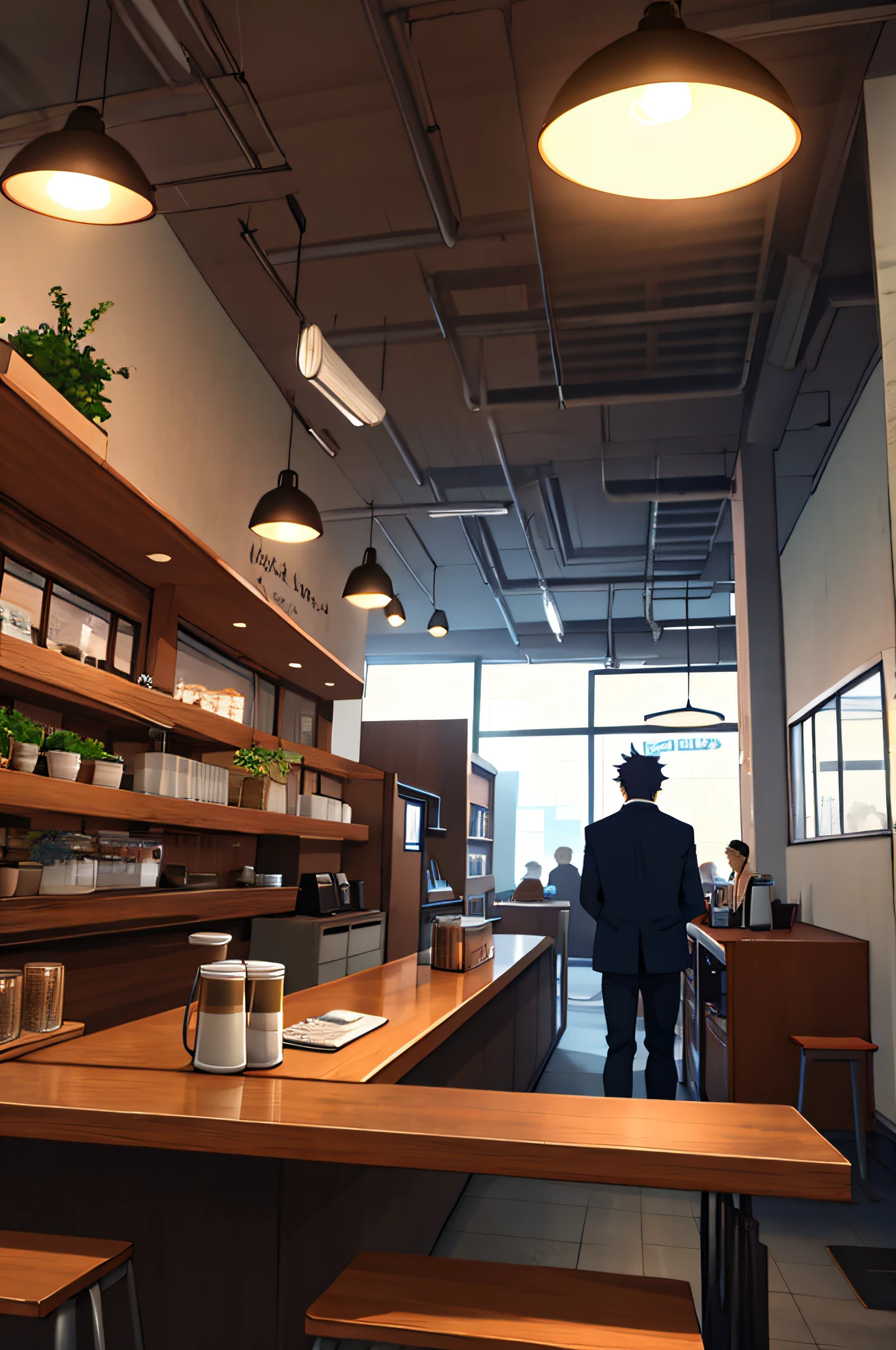 background, visual novel, coffee shop, desk,