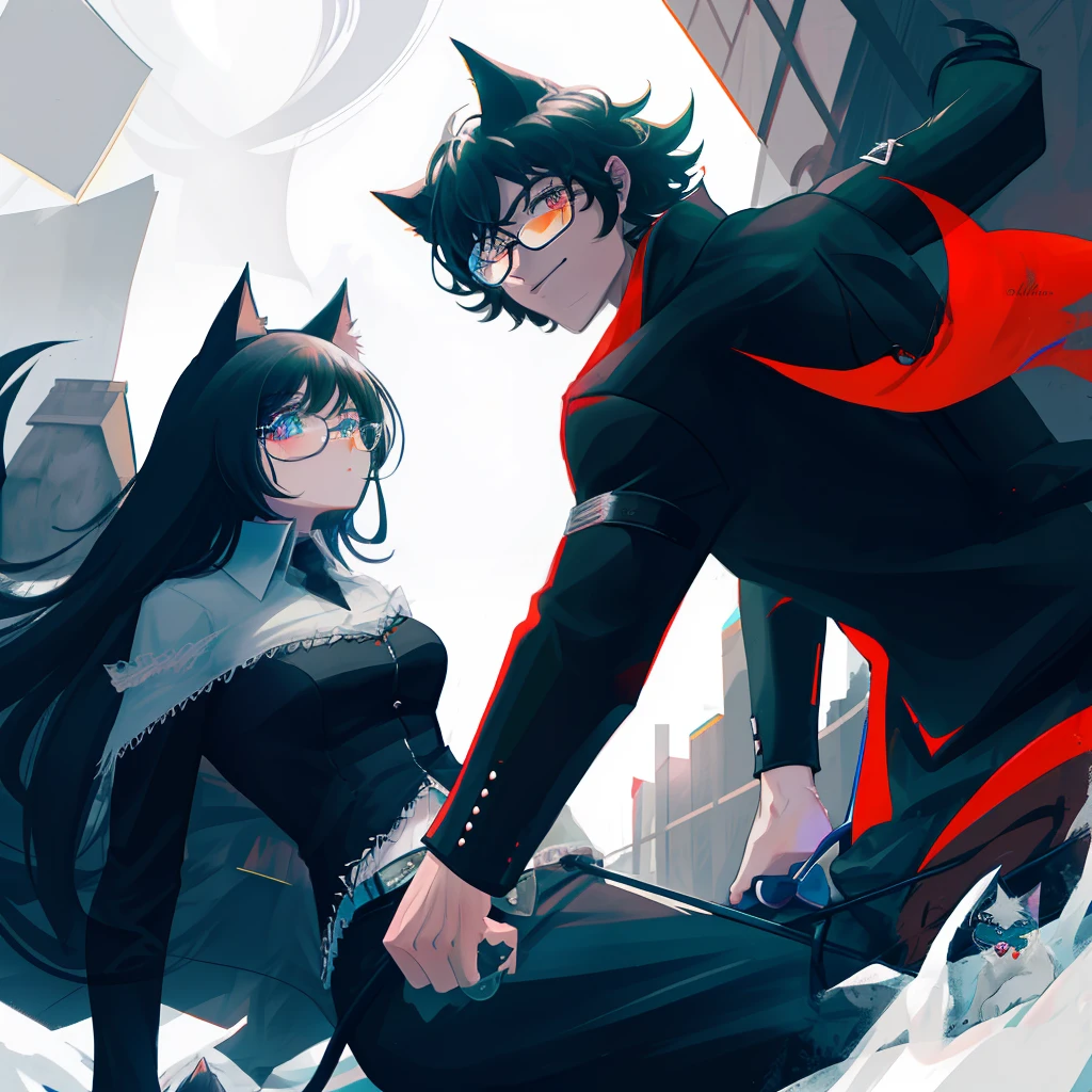 Black Dog, a werewolf with Heterochromia and looks like a puterier who likes the cat woman who wears braces and glasses