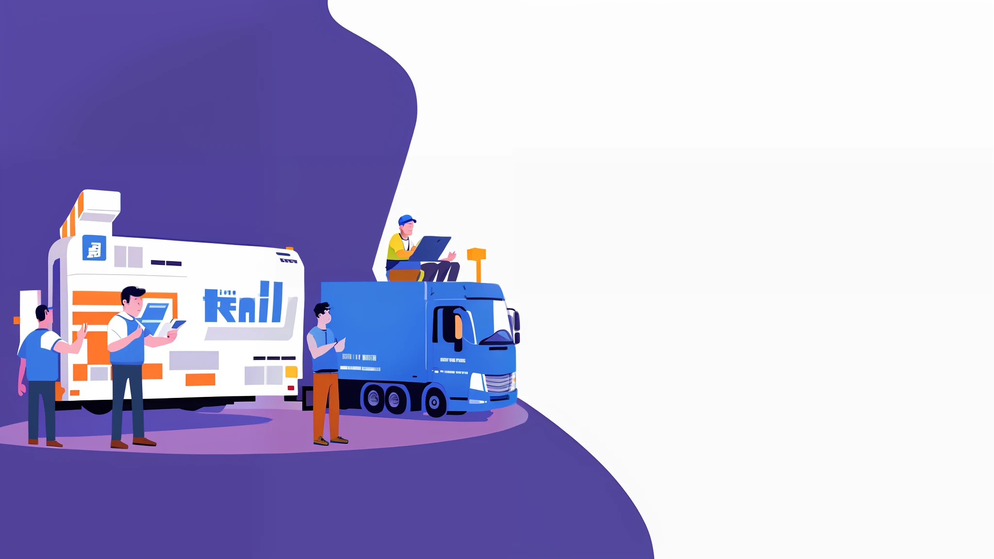 people standing around a truck with a large screen on the back, simple illustration, simple and clean illustration, commercial illustration, flat illustration, vehicle illustration, detailed 2d illustration, 2d matte illustration, illustration detailed, 2 d illustration, 2d illustration, whole page illustration, wide image, truck, 2. 5 d illustration, high quality illustration, smooth illustration