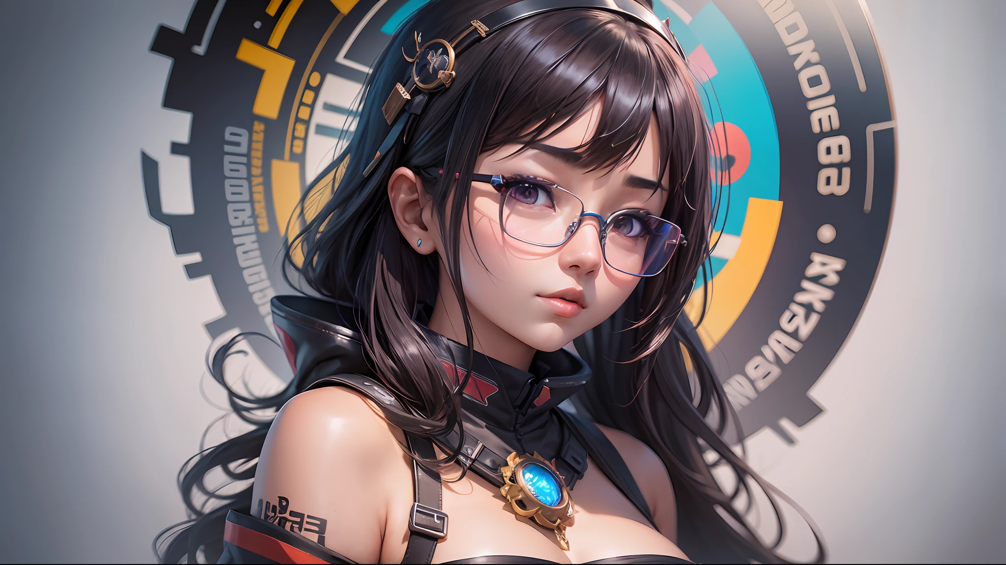 14 year old Asian anime girl, wearing glasses, Bandeau, upper body, plump chest, Guweiz style artwork, Guweiz, 8k high-quality detail art, Guweiz masterpiece, 8k portrait rendering, beautiful fantasy queen, popular on CGSTATION, realistic anime girl rendering, best art station of human art, 3D rendering role art 8K --auto --s2