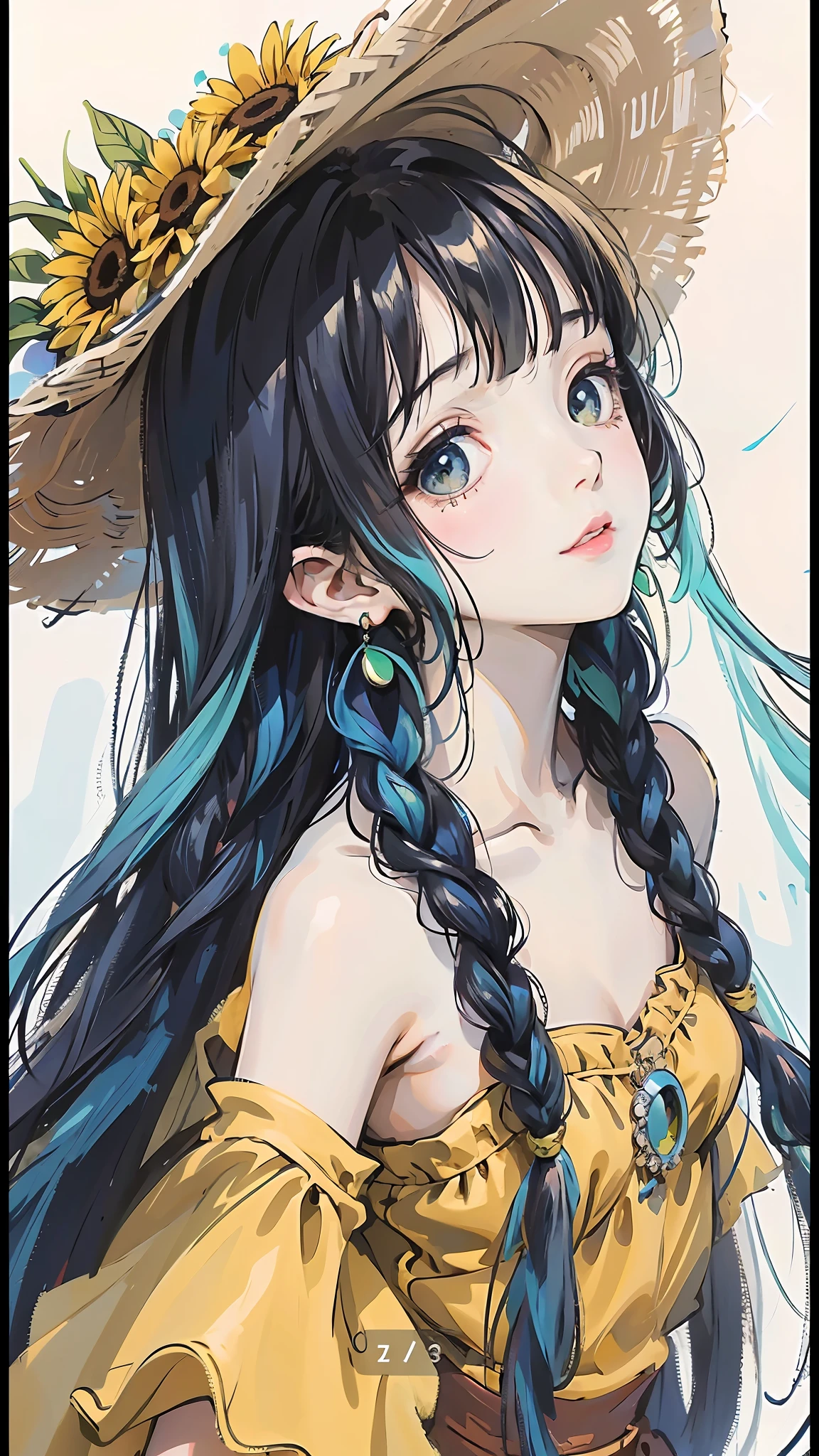anime girl with long hair wearing a straw hat and sunflowers, beautiful anime portrait, beautiful anime girl, beautiful anime art style, anime style 4 k, detailed portrait of anime girl, anime artstyle, beautiful anime style, anime style. 8k, high quality anime artstyle, beautiful anime woman, pretty anime girl, anime art, portrait anime girl, anime style portrait