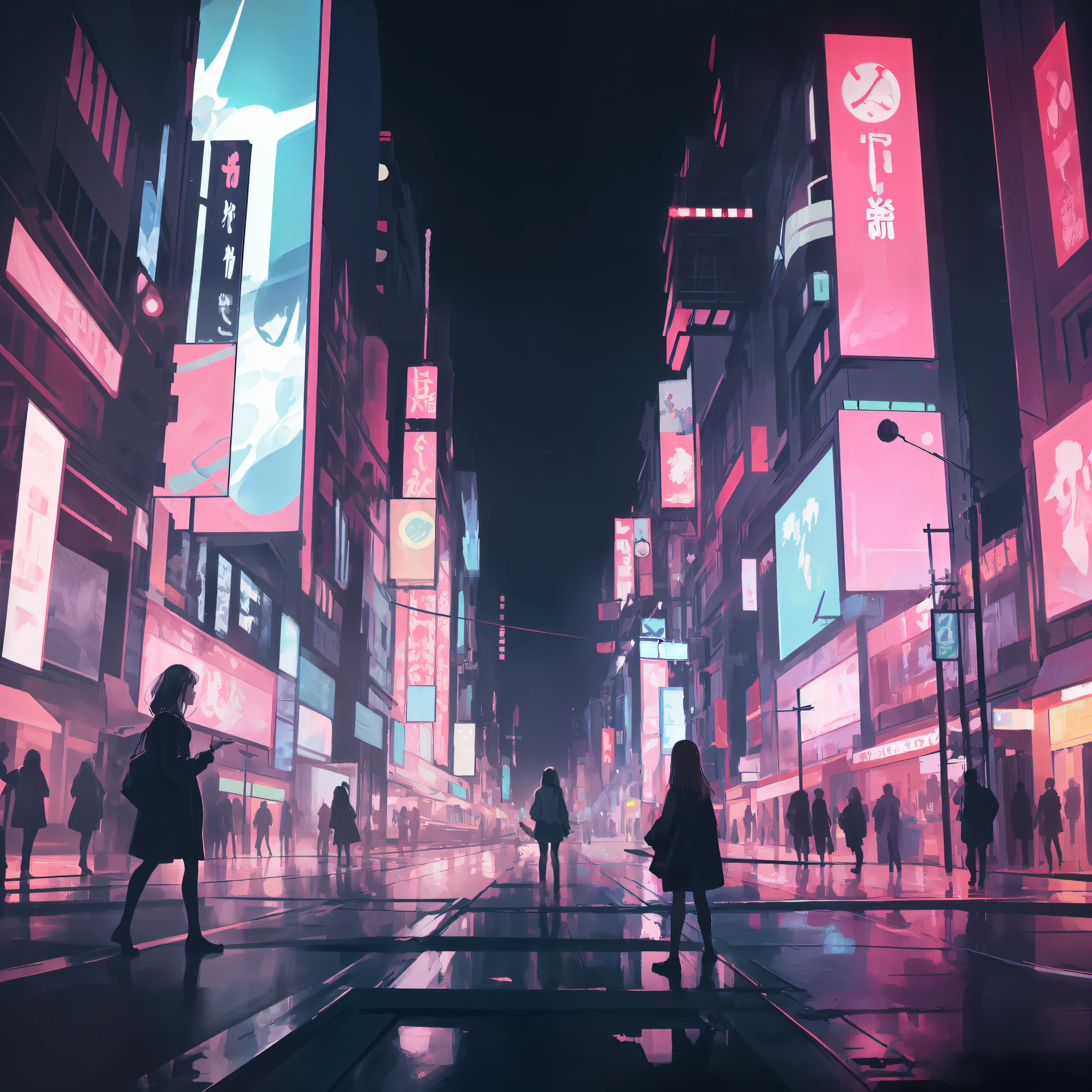 people walking on a city street at night with neon signs, futuristic cyberpunk tokyo night, cyberpunk street, tokyo anime scene, cyberpunk city street, in a futuristic cyberpunk city, cyberpunk streets in japan, futuristic street, inspired by Liam Wong, anime cyberpunk art, digital cyberpunk anime art, cyberpunk anime art, busy cyberpunk metropolis, cyberpunk night street, in cyberpunk city