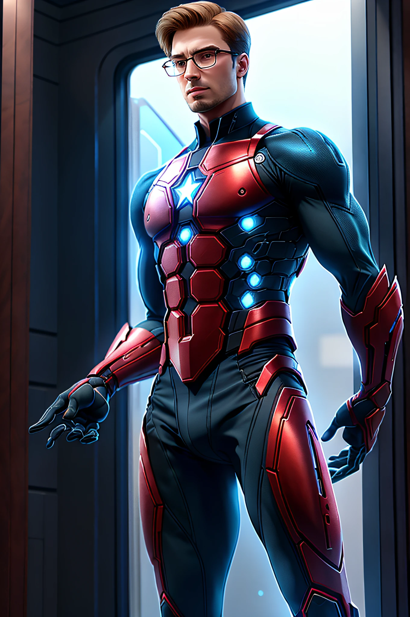 steve rogers, glasses, elegant suit, sc3pt4 style