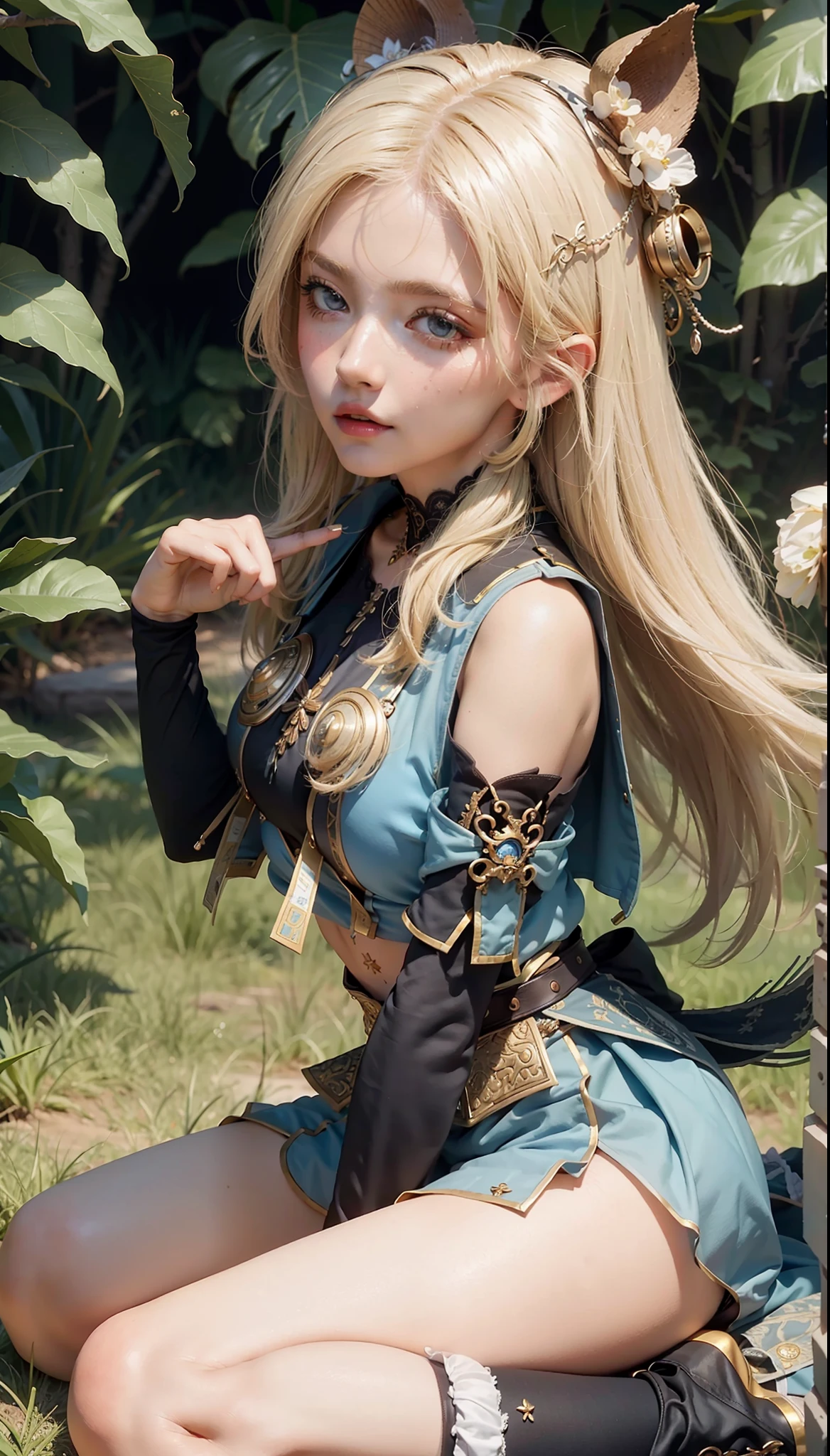 Best quality, masterpiece, big boobs, (large breasts), detailed skin texture, detailed cloth texture, detailed face, super detail, 8k, intricate detail, 1girl, light blonde hair