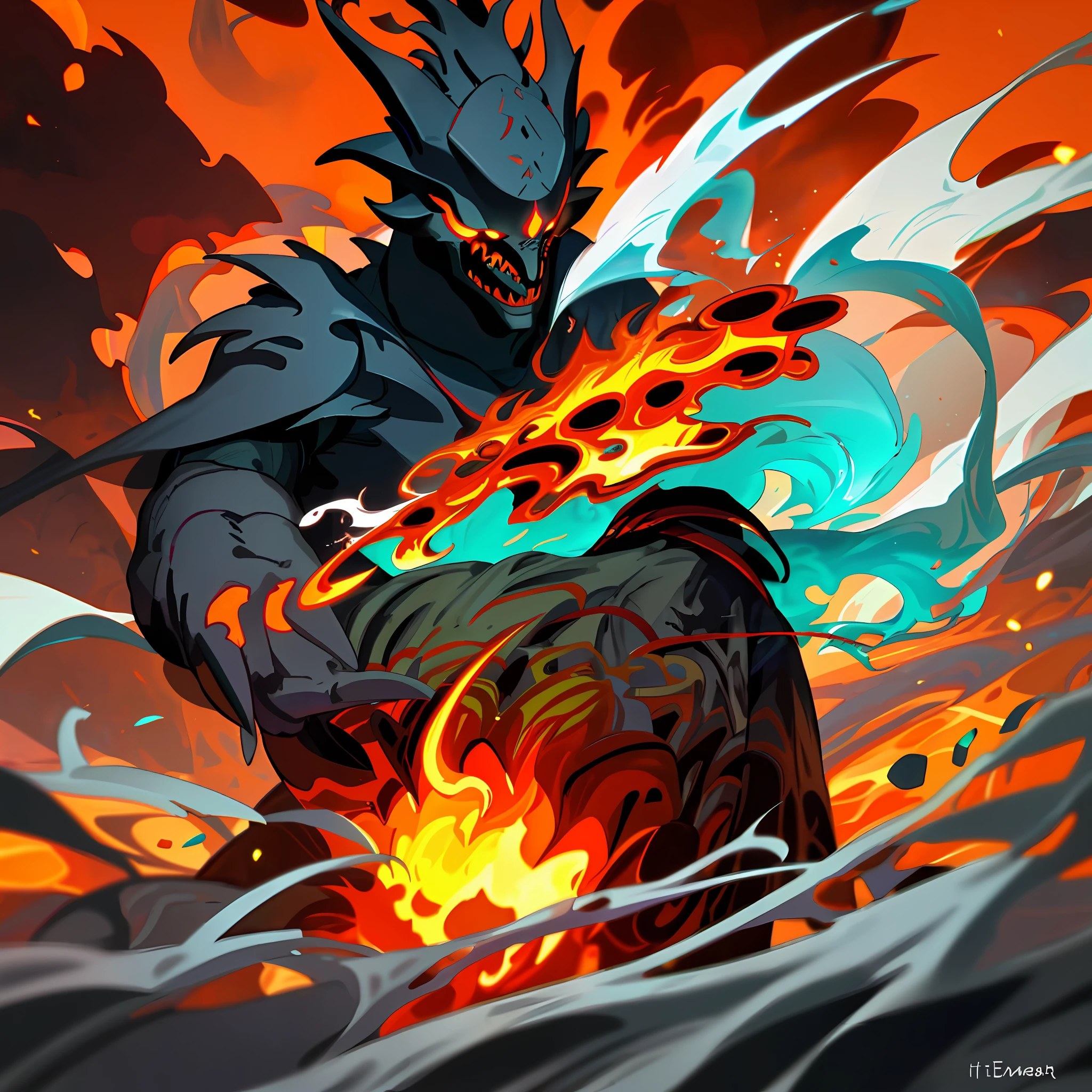 Hello, IA! Please create a Dark creature, Ember, the Fire Elemental
. Explore your creativity to portray this mystical and imaginary creature. Play with vibrant colors, unique shapes and intriguing textures to make the image unique and engaging. I'm excited to see your artistic interpretation of the Dark creature, Do Ember, the Fire Elemental