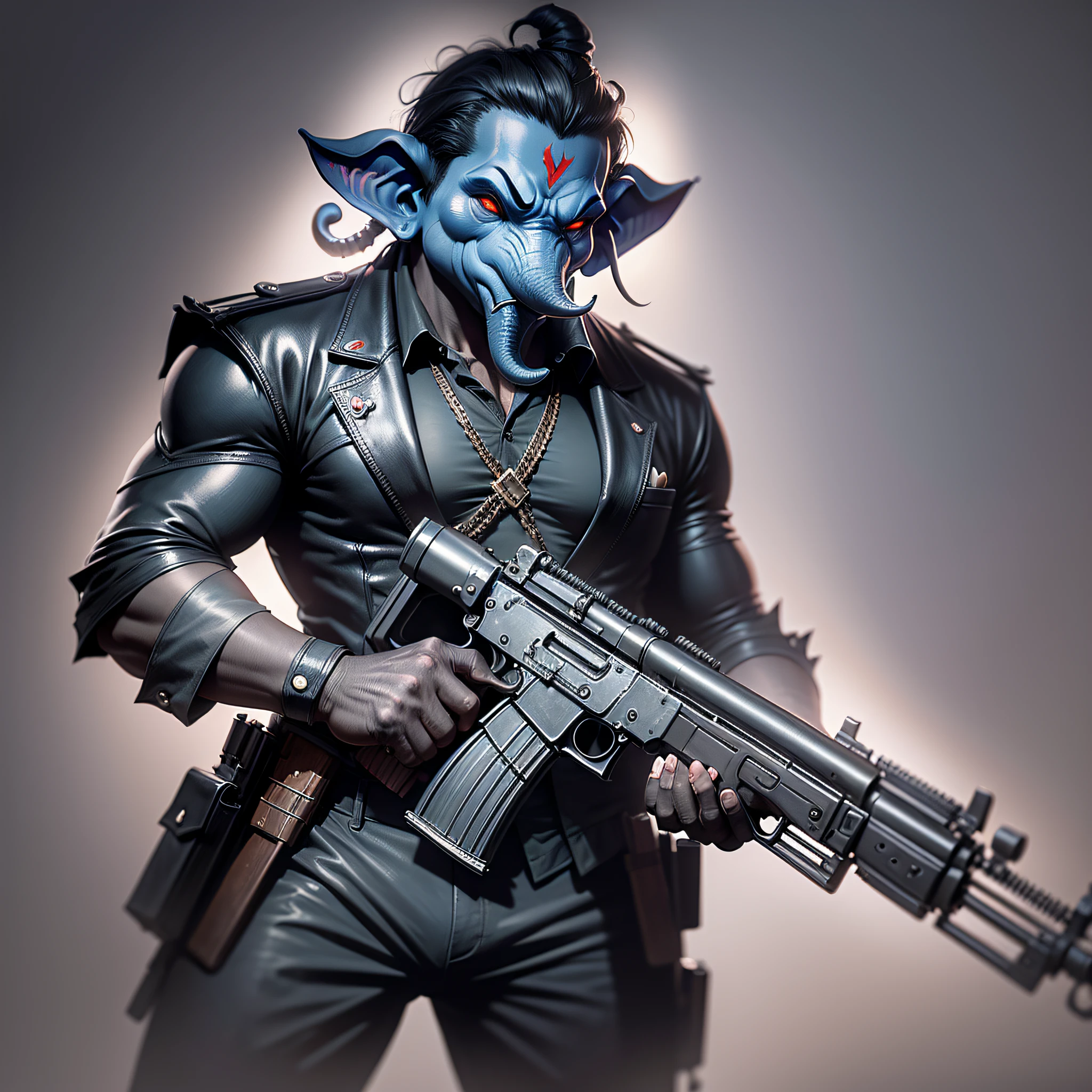 darkness evil gangster ganesha,using ak47,dark art,obscure,4k --auto --s2