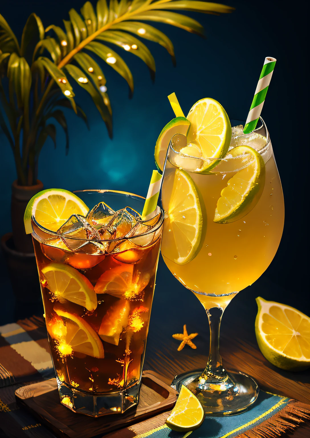 Glass filled with water droplets filled with carbonated drinks, translucent liquid, midday outdoor light, beach, tropical plants, hot weather, high detail, very humid, high brightness, damp watermark, hyperdetail, hyperdetail, hyperdetail, cinematic, surrealism, surrealism, surrealist soft light, studio lighting, diffuse soft light, shallow depth of field, clear focus bokeh, ray tracing, delicate underground surfaces, intricate soft light, diffuse soft light, very detailed glass reflection, ultra-fine (ultra-fine, ultra-fine, ultra-fine), (fine), fine detail, hyperdetail), film, surrealism,