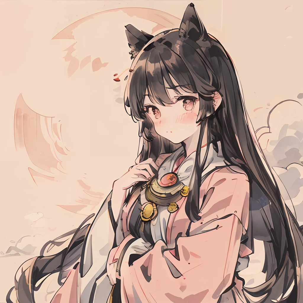 Masterpiece, Best Quality, Woman, (Shy: 1.4), (Blush), Night, Hills, Clouds, Full Moon, Brunet, Long Hair, Silhouette, Firefly, Diaphragm.