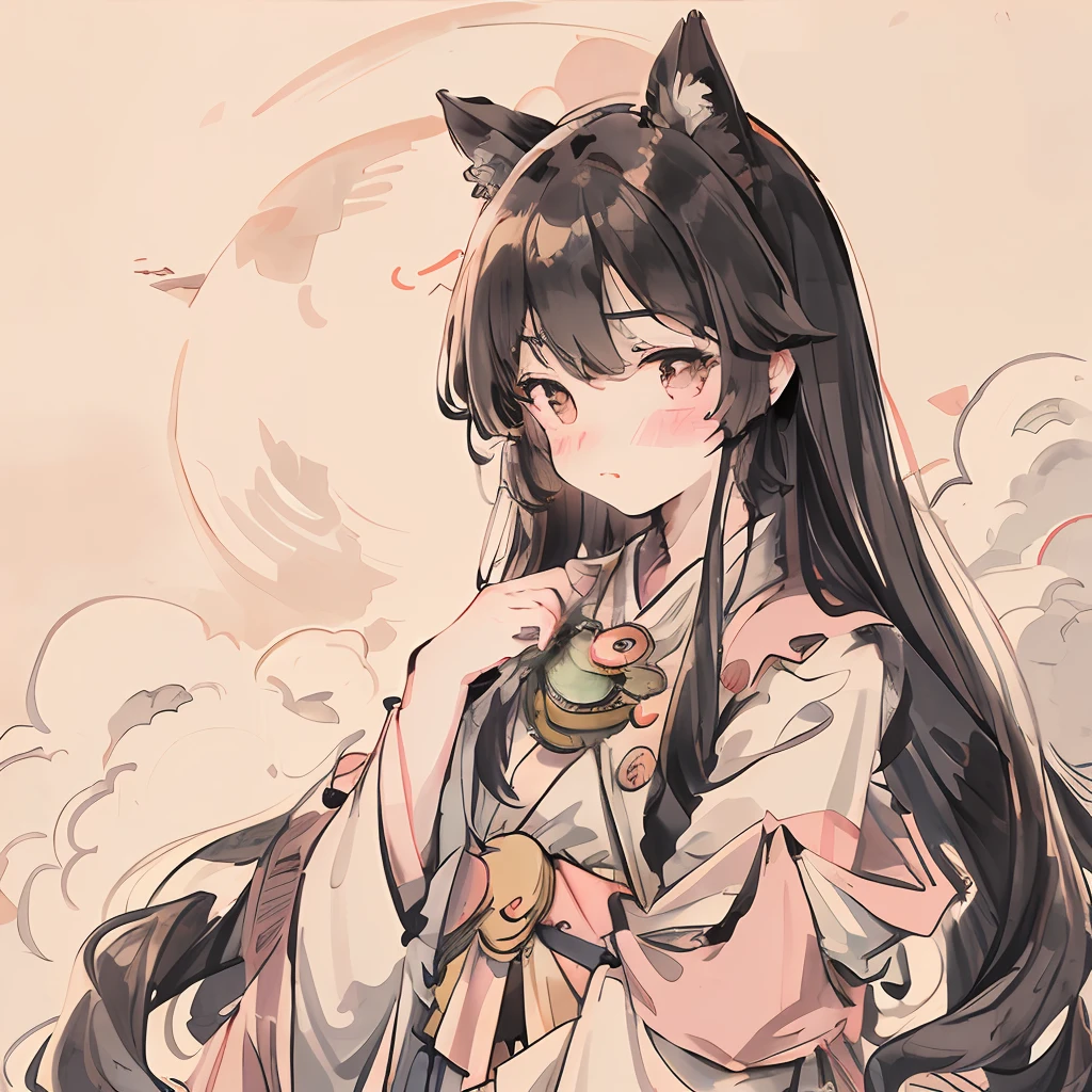 Masterpiece, Best Quality, Woman, (Shy: 1.4), (Blush), Night, Hills, Clouds, Full Moon, Brunet, Long Hair, Silhouette, Firefly, Diaphragm.