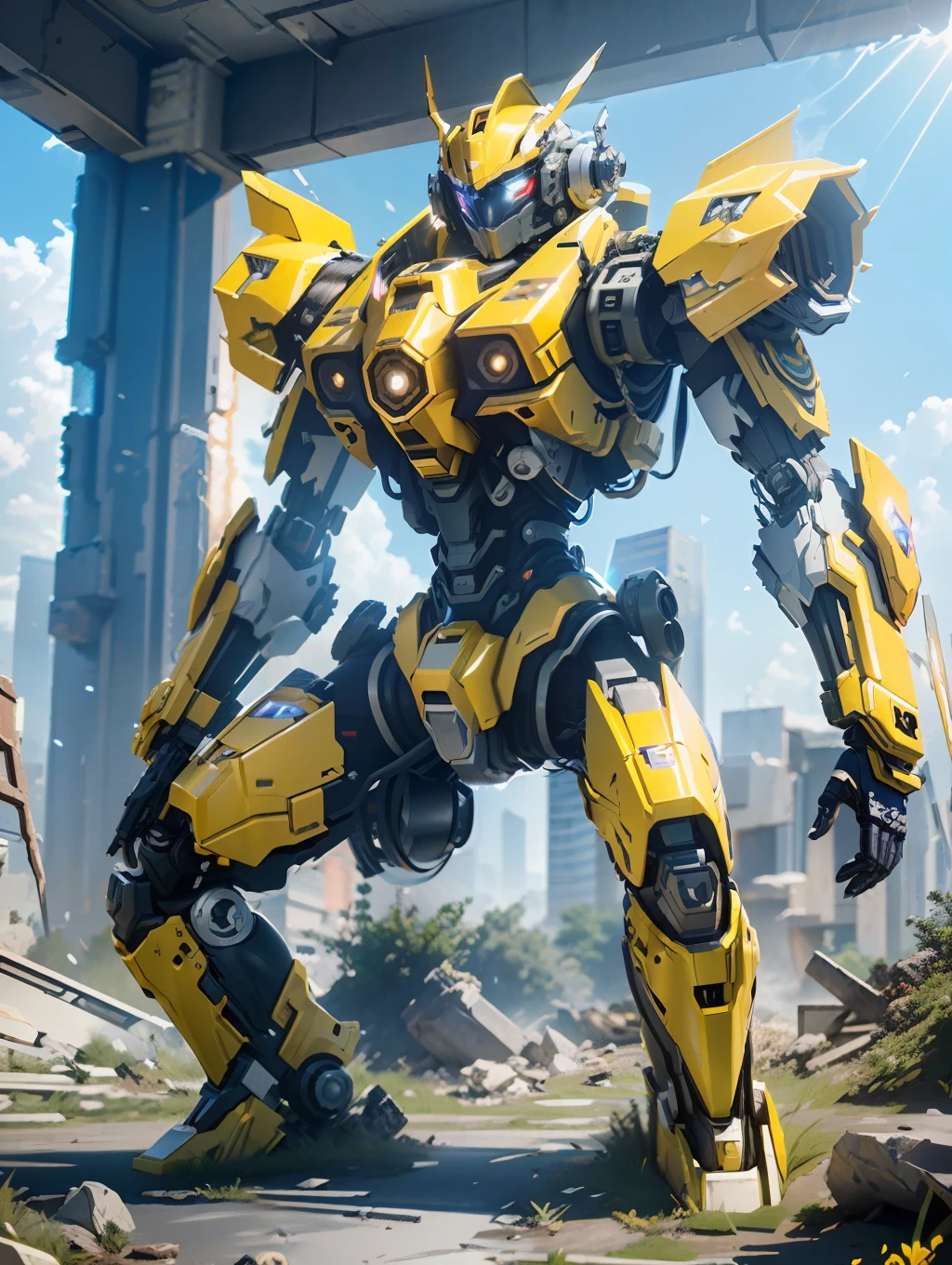 ((Best quality)), ((masterpiece)), (highly detailed:1.3), 3D,Shitu-mecha, beautiful cyberpunk women with her mecha in the ruins of city from a forgoten war, ancient technology,HDR (High Dynamic Range),Ray Tracing,NVIDIA RTX,Super-Resolution,Unreal 5,Subsurface scattering,PBR Texturing,Post-processing,Anisotropic Filtering,Depth-of-field,Maximum clarity and sharpness,Multi-layered textures,Albedo and Specular maps,Surface shading,Accurate simulation of light-material interaction,Perfect proportions,Octane Render,Two-tone lighting,Low ISO,White balance,Rule of thirds,Wide aperature,8K RAW,Efficient Sub-Pixel,sub-pixel convolution,luminescent particles,light scattering,Tyndall effect