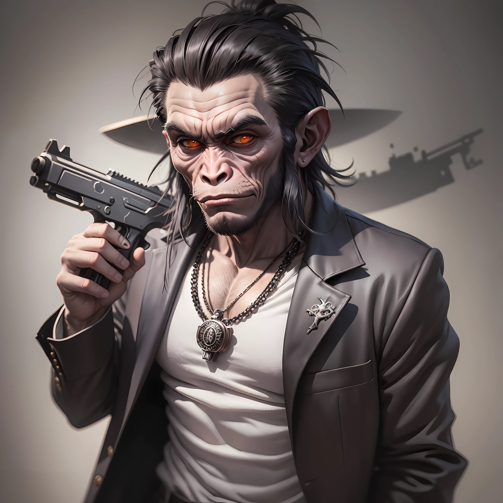evil gangster monkey,with guns,dark art,darkness,obscure,4k --auto --s2