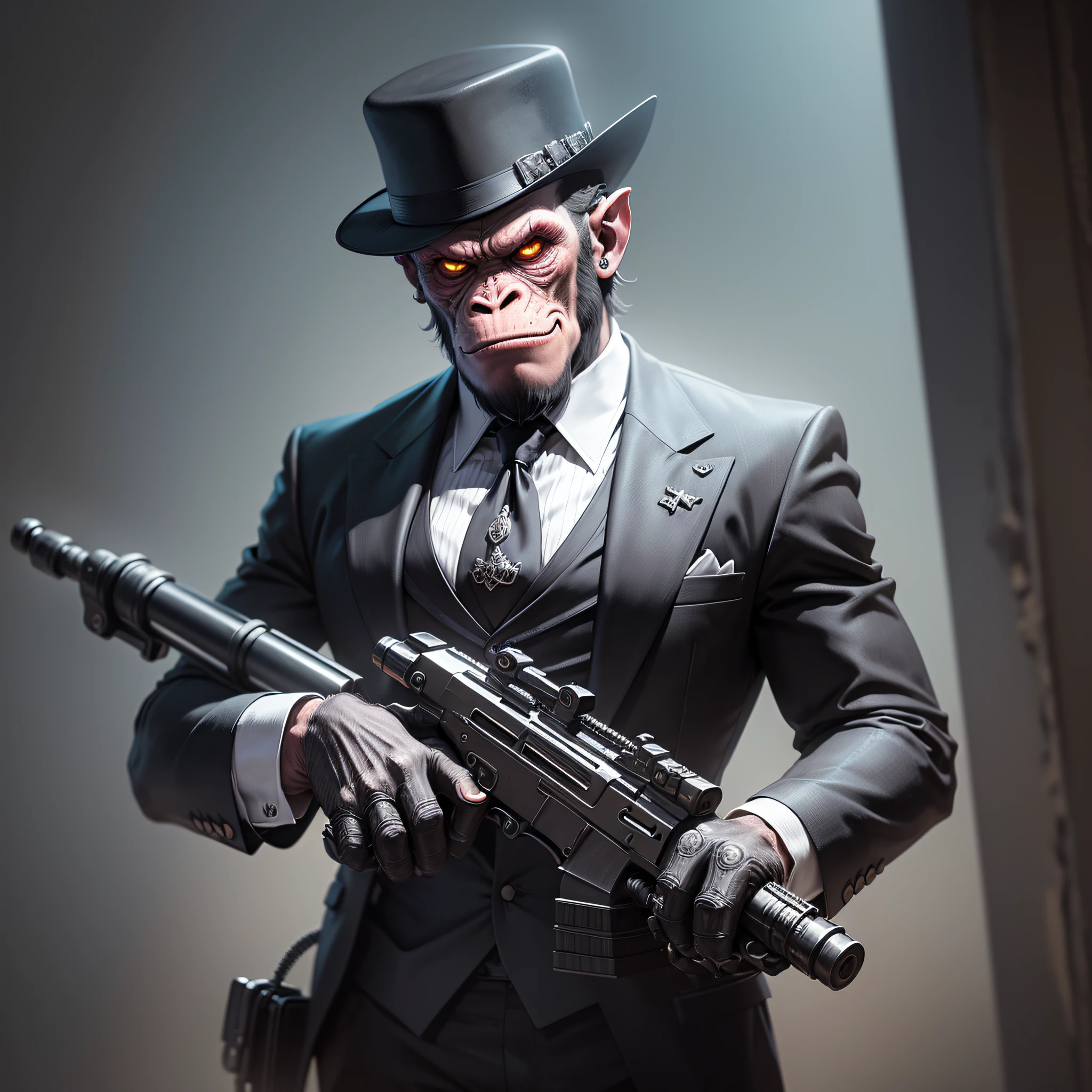 evil gangster monkey,with pistols,dark art,darkness,obscure,4k --auto --s2