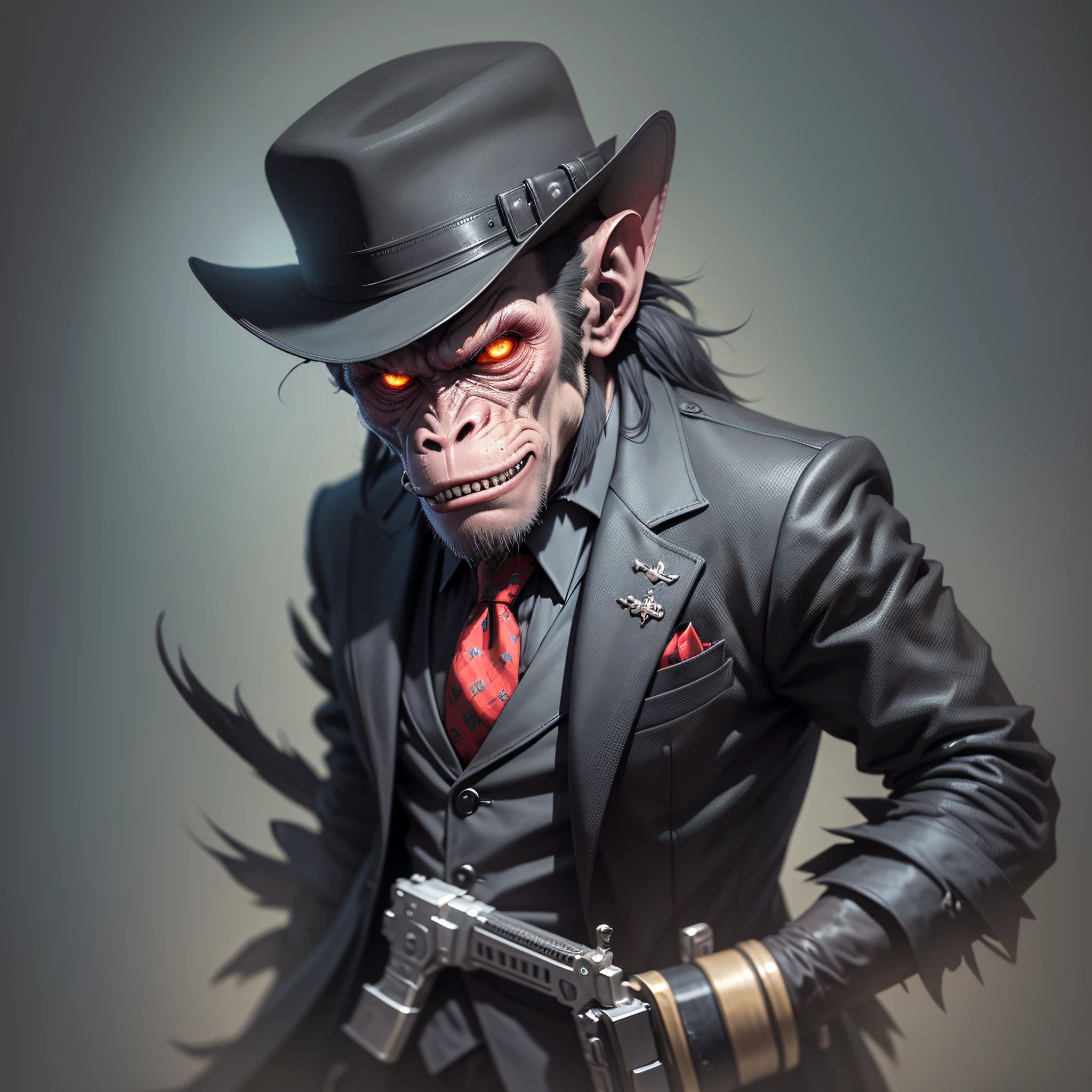 evil gangster monkey,with pistols,dark art,darkness,obscure,4k --auto --s2