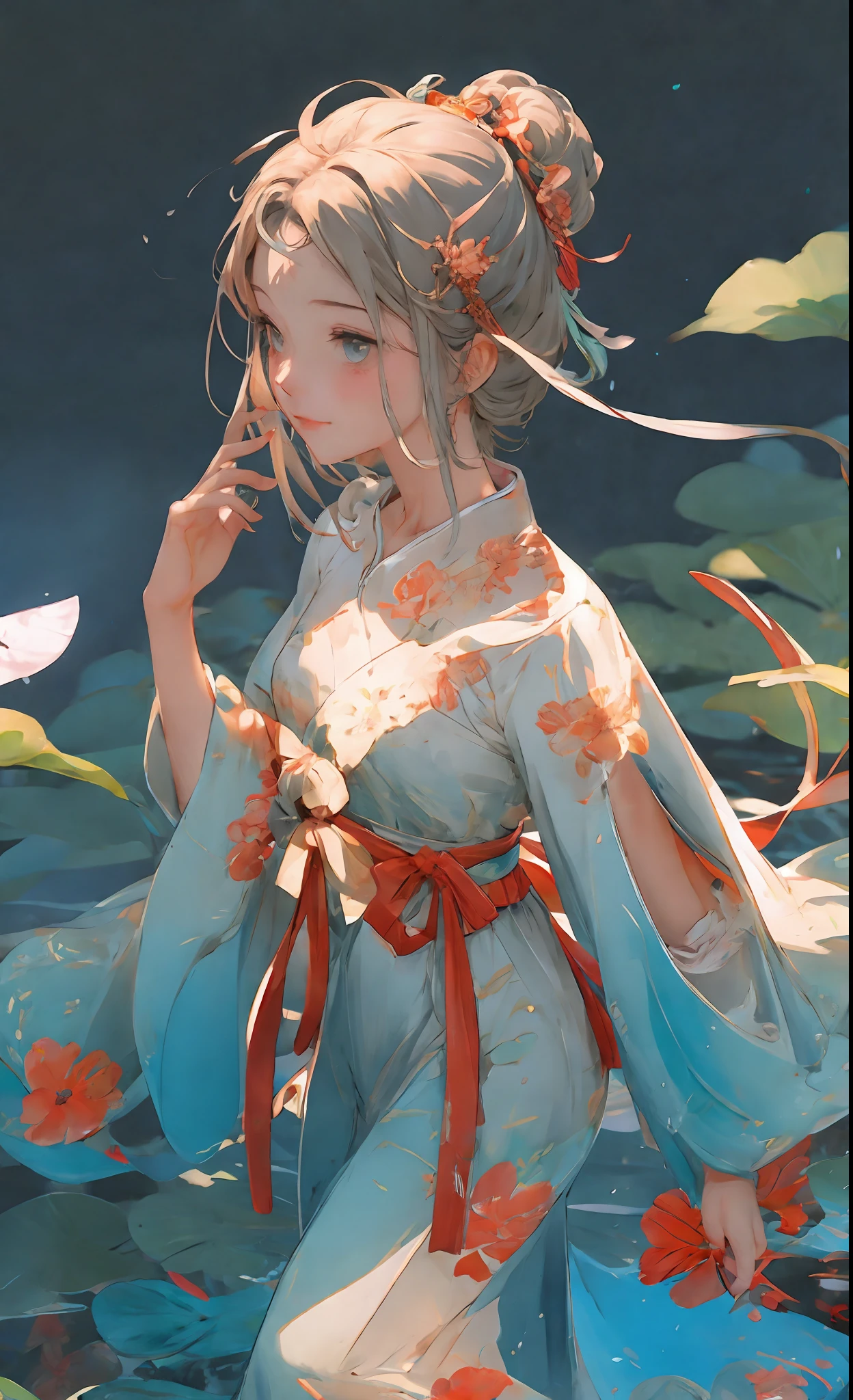 Cold facial features, high nose bridge, slender eyes, hanging eyes, adult female, thirty-year-old female, serious expression, cold, masterpiece, best quality, official art, 8k wallpaper, very detailed, a girl, ancient chinese clothing, full body, sunlight, clear face, clean white background, masterpiece, super detail, epic composition, ultra hd, high quality, extremely detailed, official art, uniform 8k wallpaper, super detail, 32k red pupils, an extremely delicate and beautiful girl, 8k wallpaper, Best quality, full body close-up, white long dress, luxurious silky bright red chiffon flood (illusion, glitter, ultra-thin, soft,) Hanfu illustration, 1 girl, sky blue hair, long hair, detailed eyes, Forrest Gump, bare shoulders, Hanfu, lake, pure, soft smile, bamboo, tea, high quality, masterpiece, masterpiece, exquisite facial features, delicate hair, delicate eyes, delicate colored hair, 4K picture quality, brilliant light and shadow, Tyndall effect, halo, messy hair, youthful state, gorgeous scene, exquisite clothes, chains , feathers, big eyes of ancient Chinese beauties very detailed, digital painting, artstation, concept art, clear focus, illustration, art by Greg Rutkowski and Alphonse Mucha and Victo ngai
