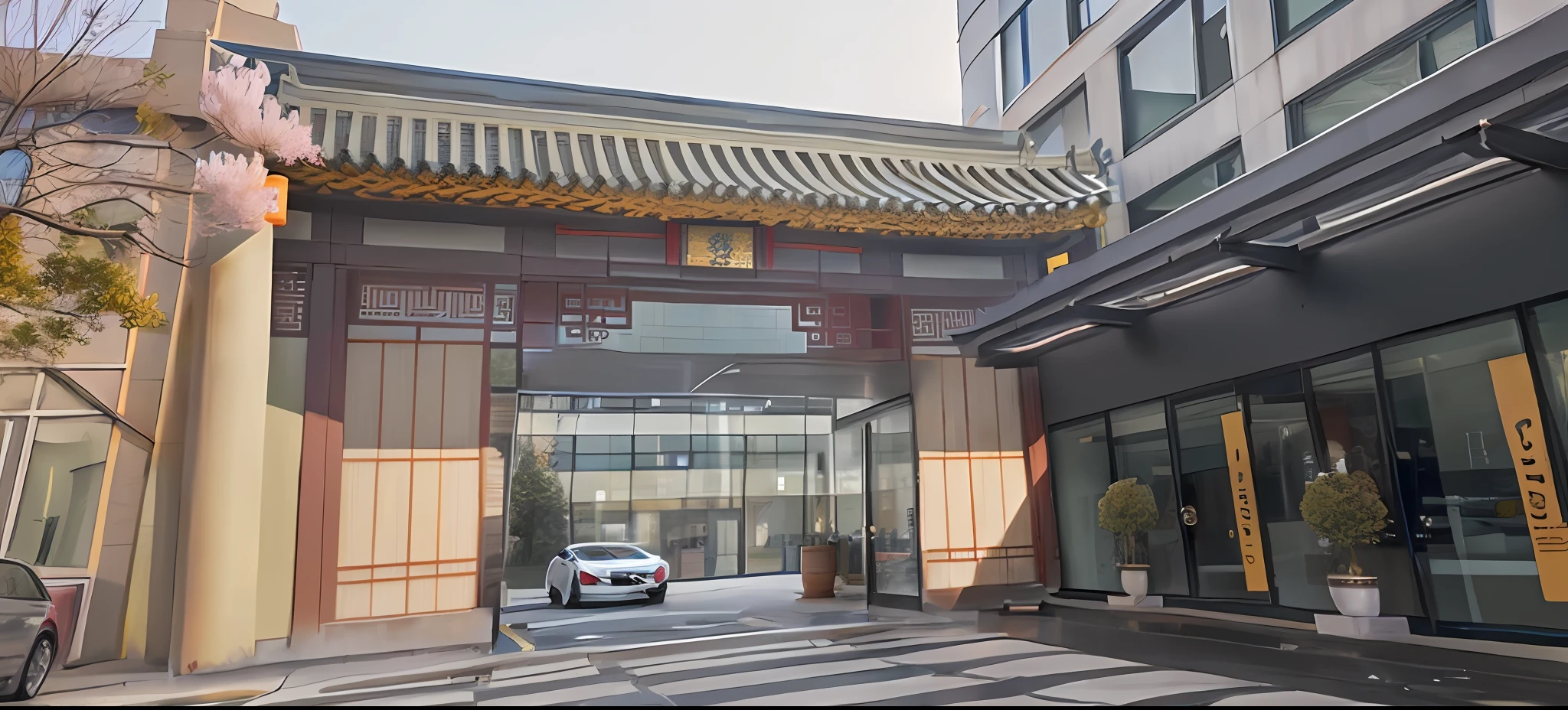Inspired by Shi Zhonggui's digital renderings, Instagram, New Hangjia, Chinese architecture, Chinese style, beautiful renderings of the Tang Dynasty, Chinese architecture, delicate striped doorheads