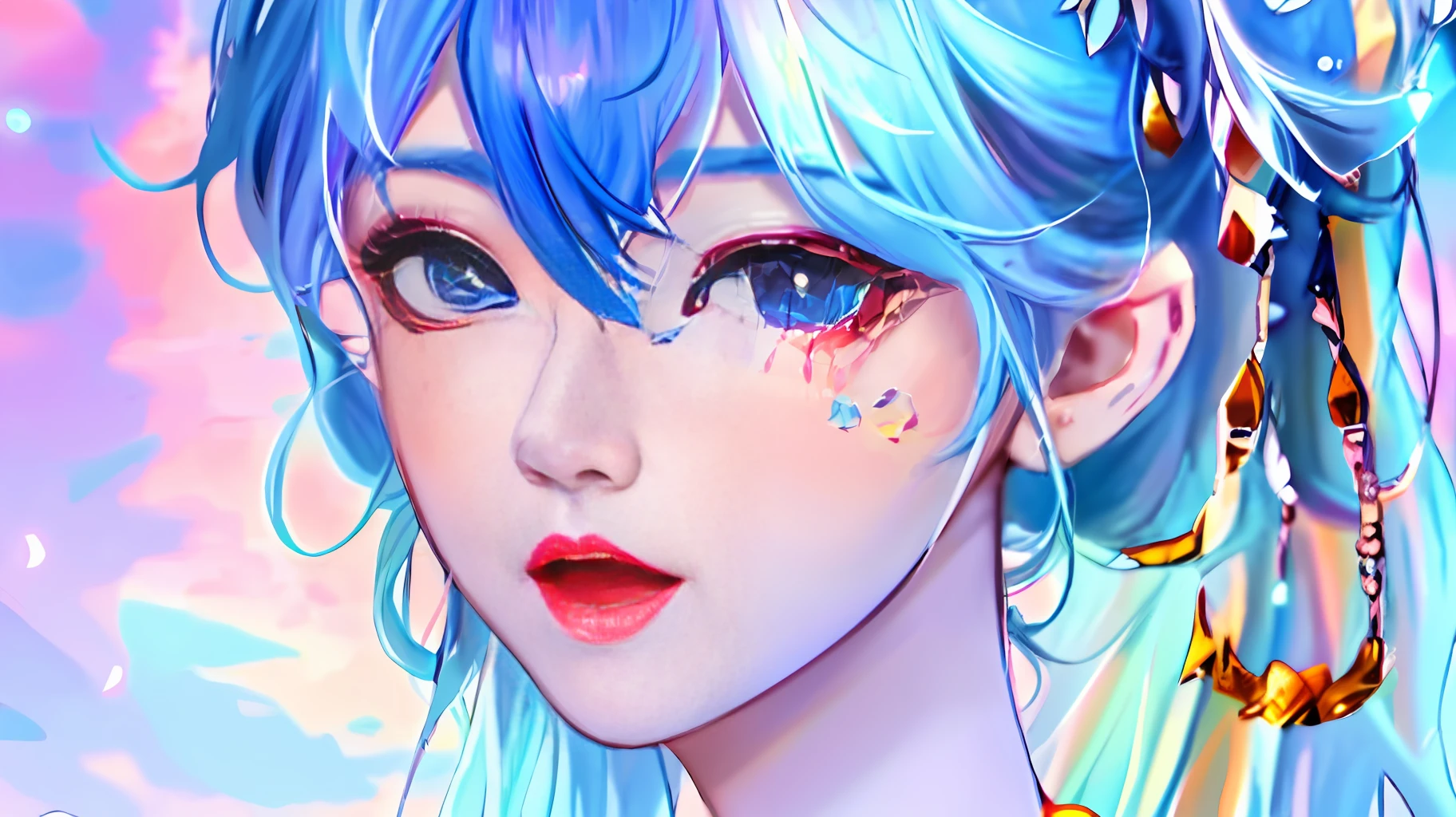 anime girl with blue hair and a flower in her hair, detailed digital anime art, digital anime illustration, stunning anime face portrait, beautiful anime portrait, portrait knights of zodiac girl, anime styled digital art, detailed portrait of anime girl, anime style illustration, anime style 4 k, anime style portrait, a beautiful artwork illustration, digital anime art, anime fantasy illustration