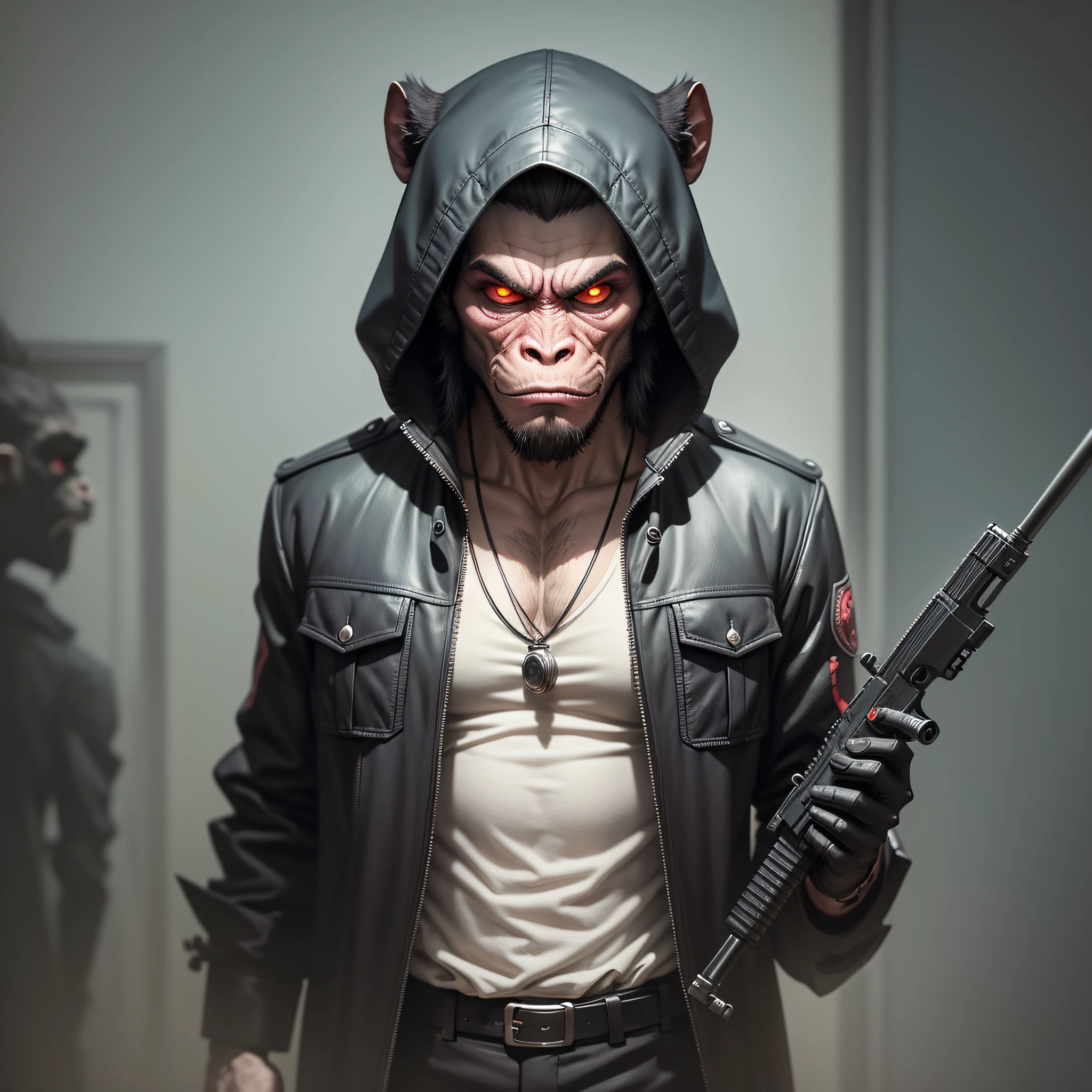 evil gangster monkey,with guns,dark art,darkness,dark web,dark hacker,obscure,4k --auto --s2