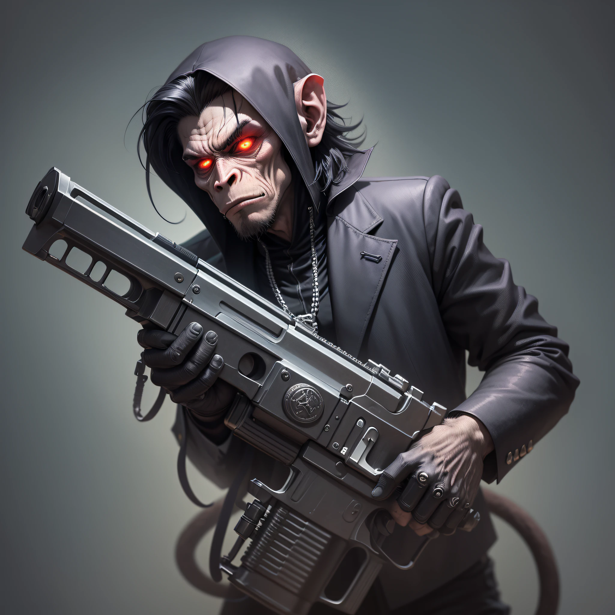 evil gangster monkey,with guns,dark art,darkness,dark web,dark hacker,obscure,4k --auto --s2