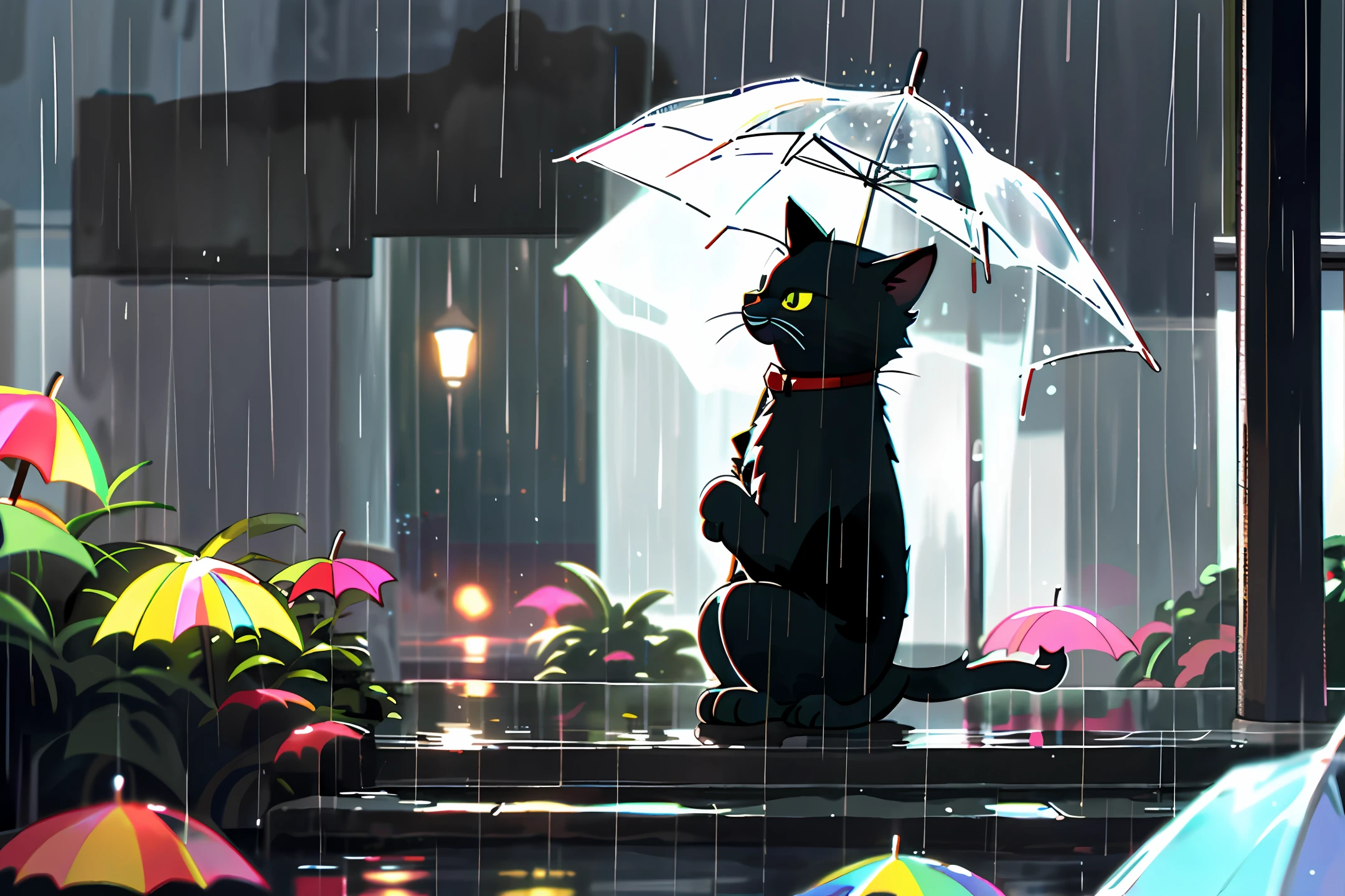 Rainy cat cat